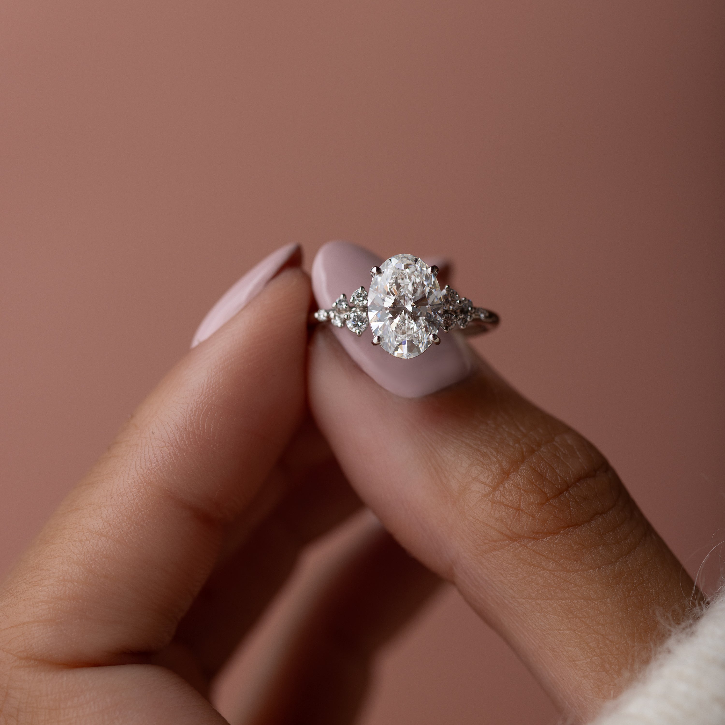 Snowdrift Ring, 1.8ct. Lab-Grown Oval Cut | Melanie Casey Fine Jewelry