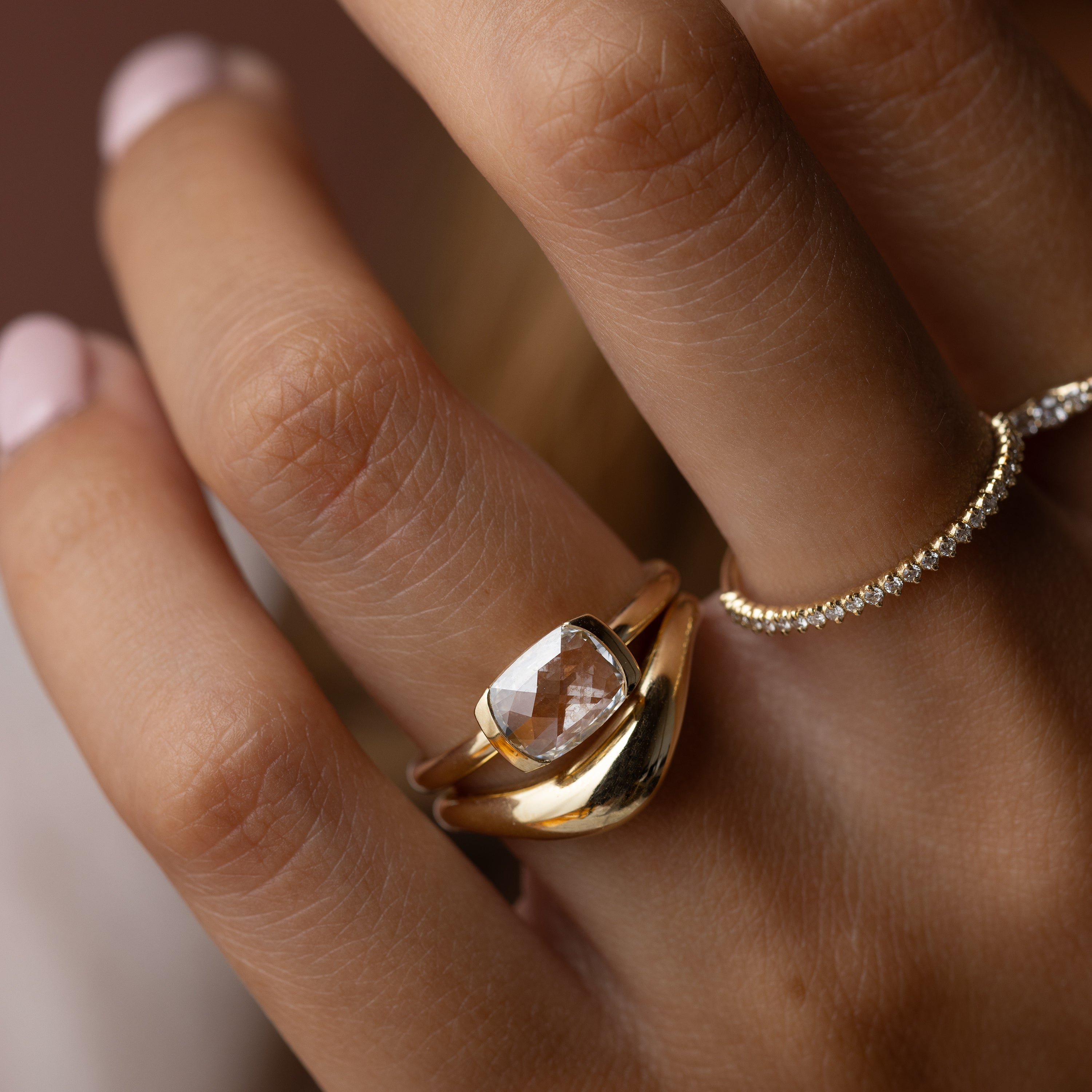 Stanza Ring, 0.94ct. Lab-Grown Cushion Rose Cut | Melanie Casey