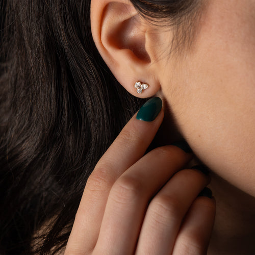 Triple Diamond Cluster Studs - In Stock