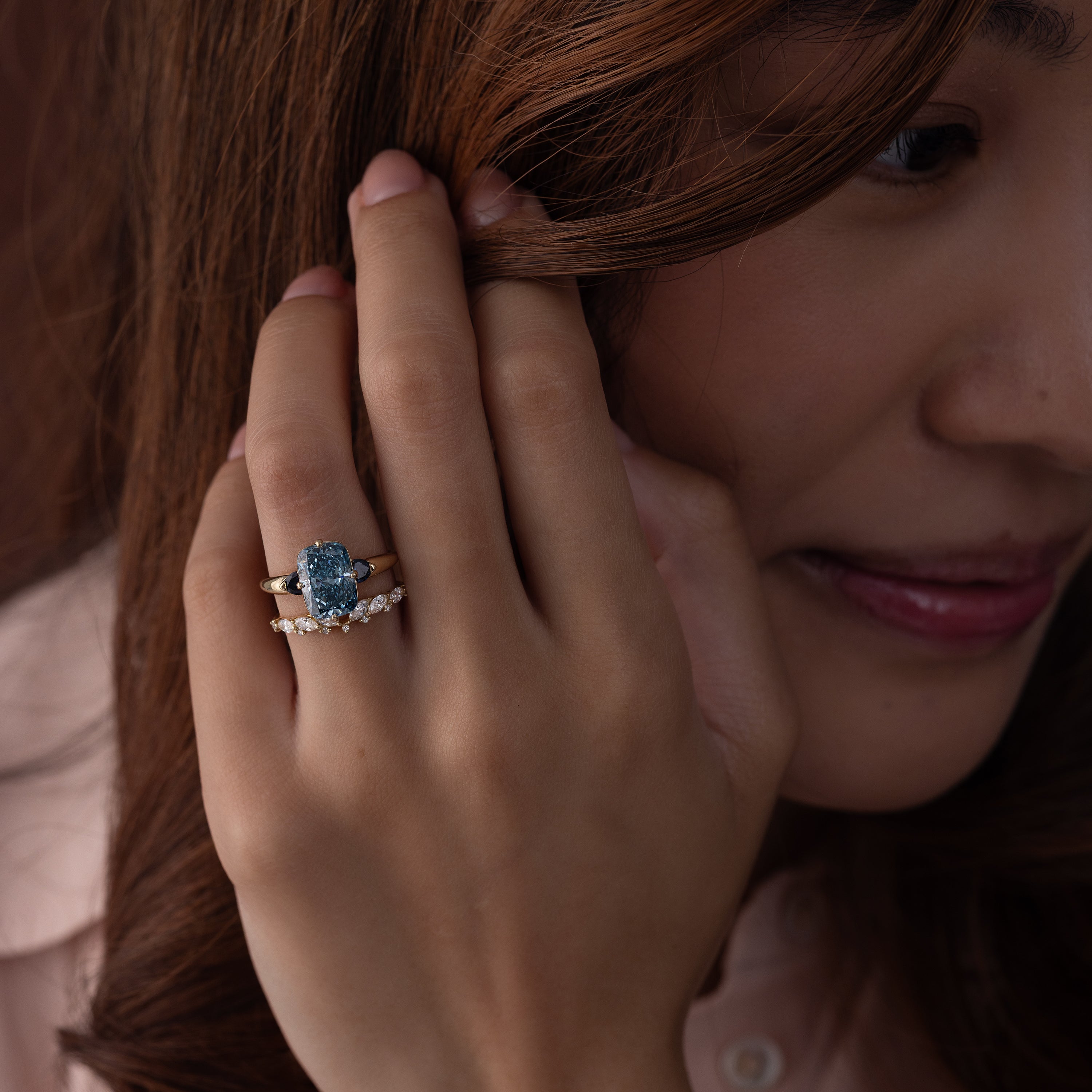 Rosette Ring, 3.25ct. Lab-Grown Blue Diamond | Melanie Casey Jewelry