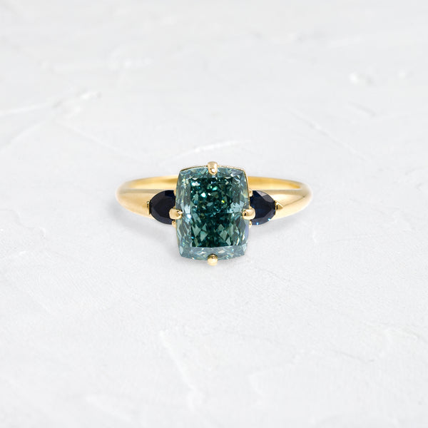 Rosette Ring, 3.08ct. Lab-Grown Teal Diamond | Melanie Casey Jewelry