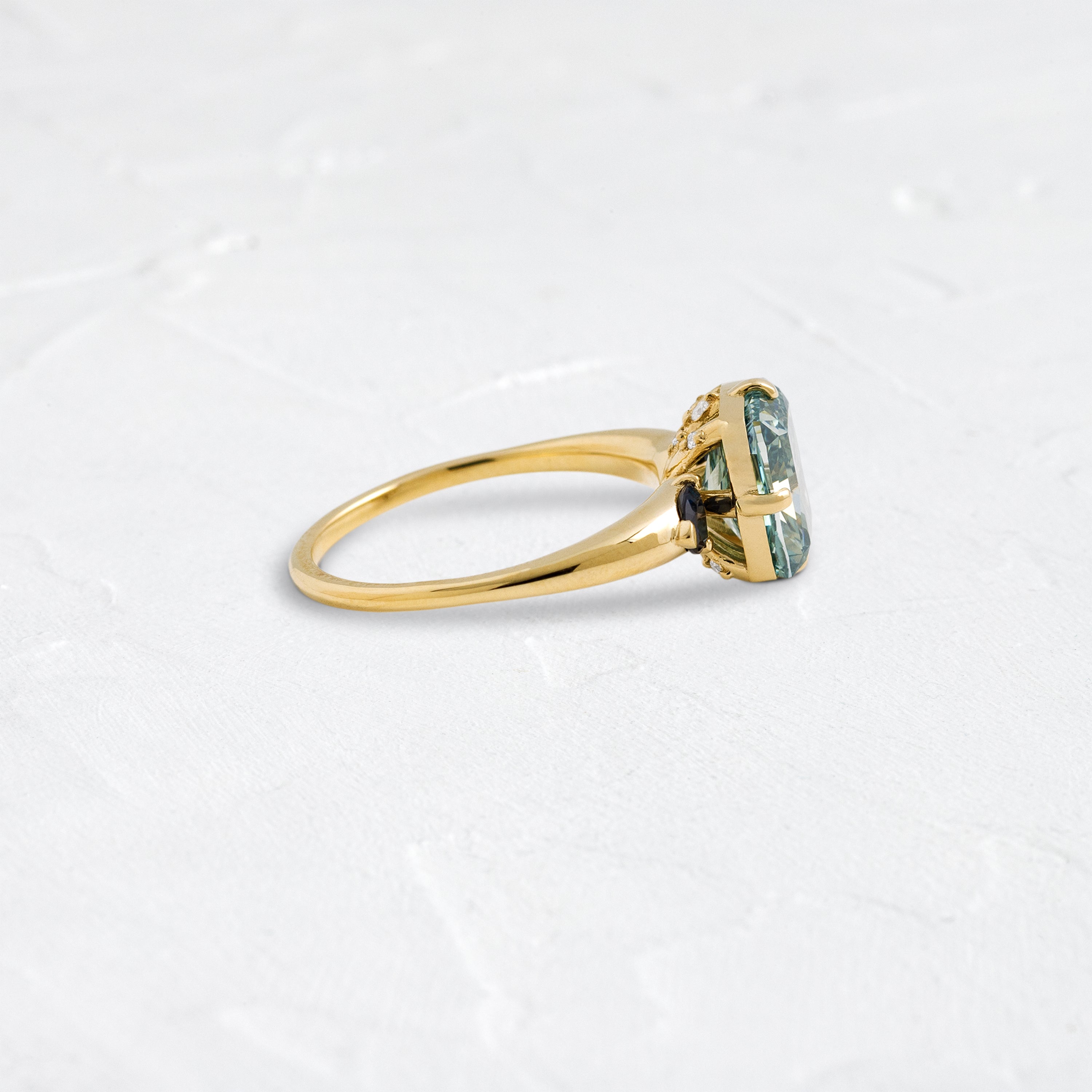 Rosette Ring, 3.08ct. Lab-Grown Teal Diamond | Melanie Casey Jewelry