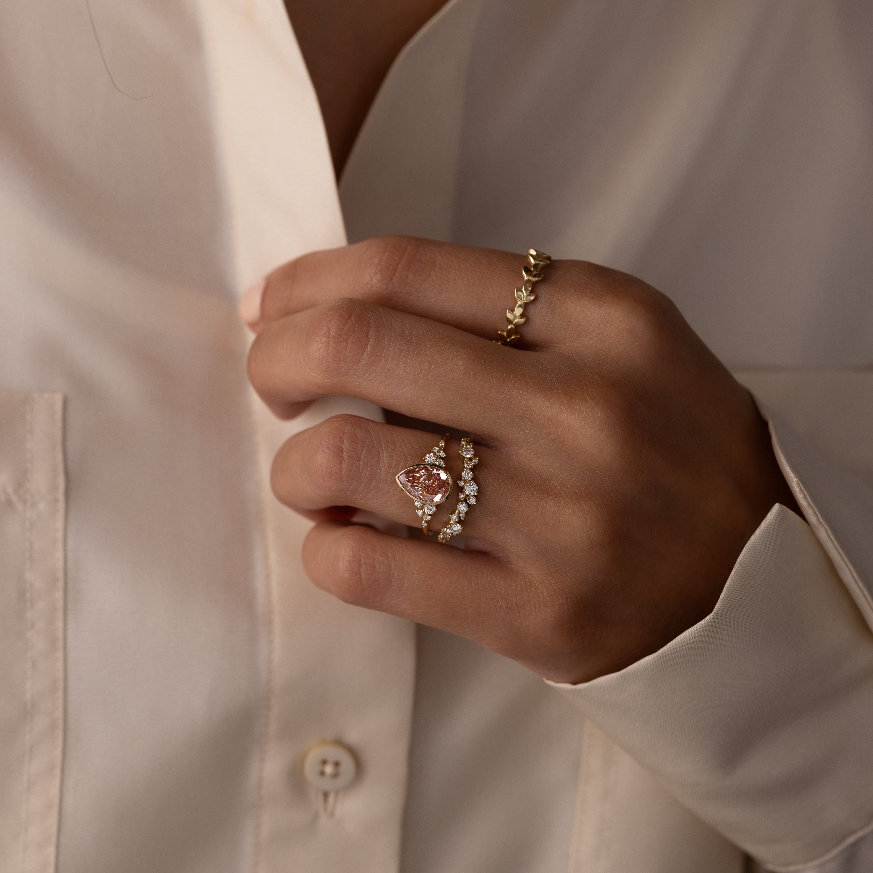 Bezel Snowdrift Ring, 2.08ct. Lab-Grown Pink Diamond | Melanie