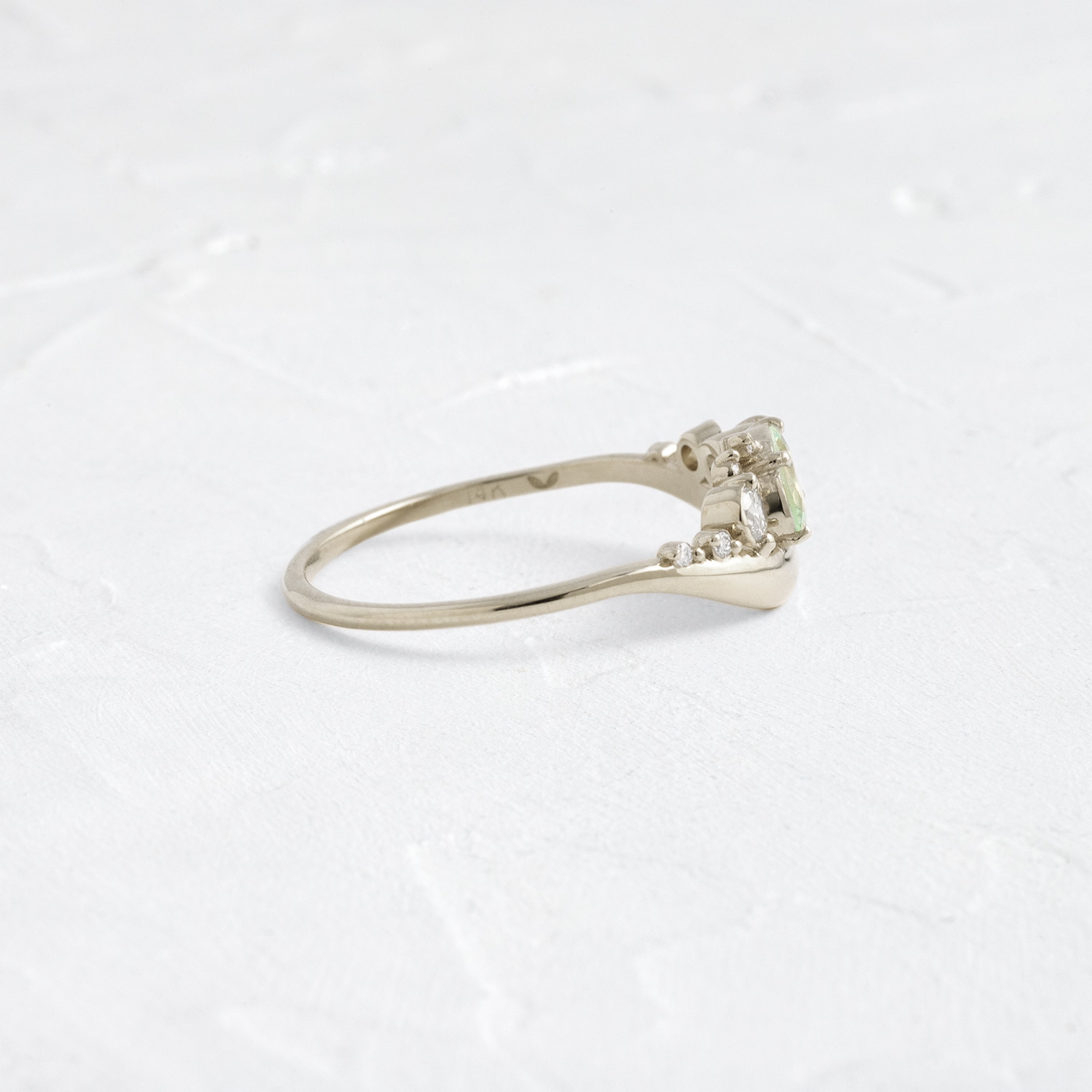 Off-Center Amplify Band with Mint Green Garnet | Melanie Casey Jewelry