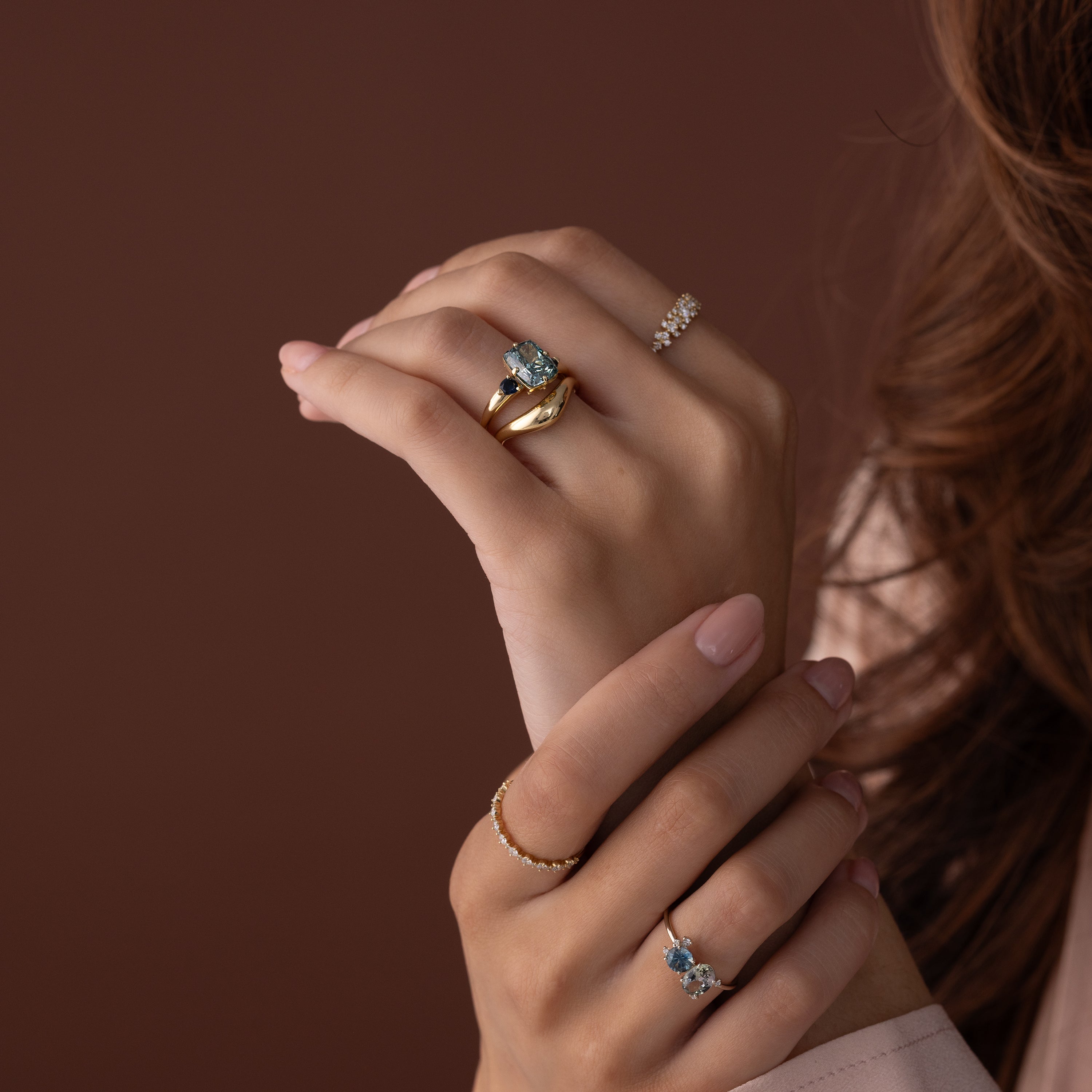Rosette Ring, 3.08ct. Lab-Grown Teal Diamond | Melanie Casey Jewelry