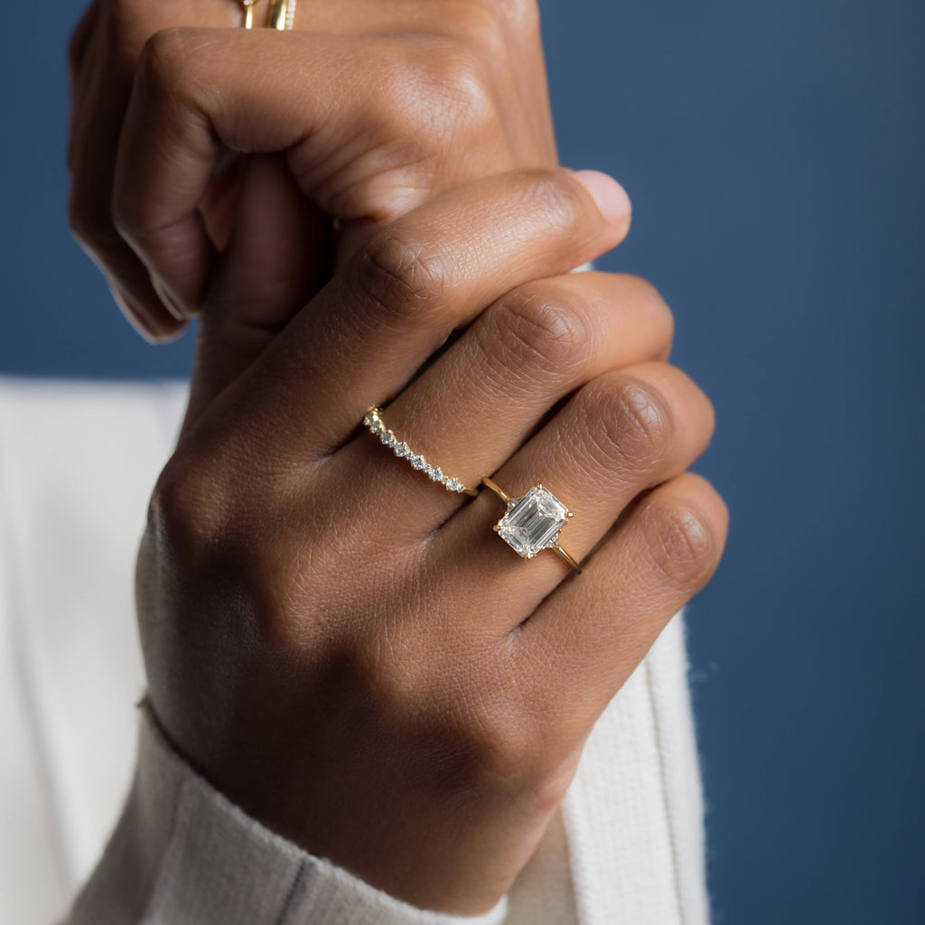 Surmount Ring, Emerald Cut Handcrafted Diamond Engagement Ring