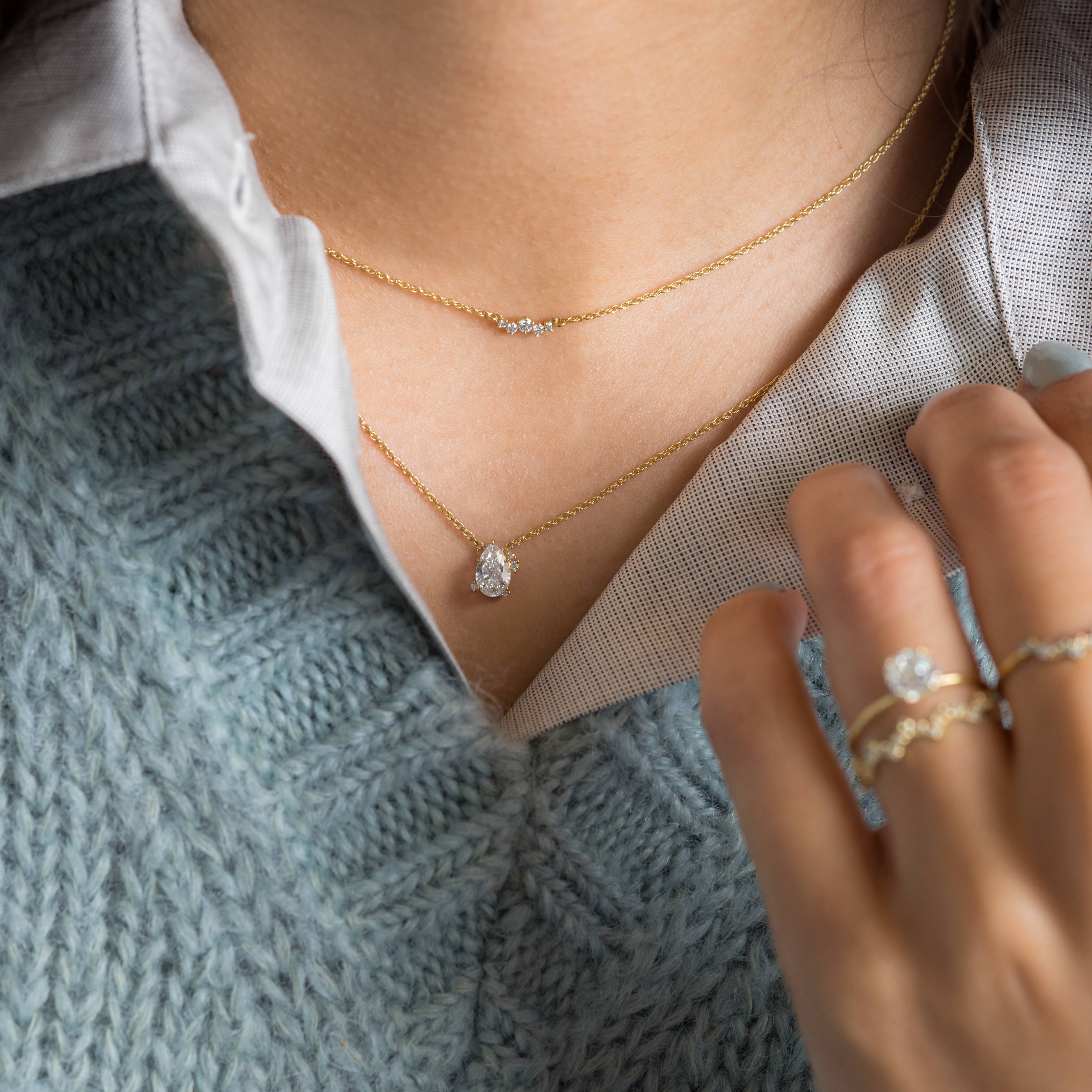 To A Flame Necklace, Pear Cut | Melanie Casey