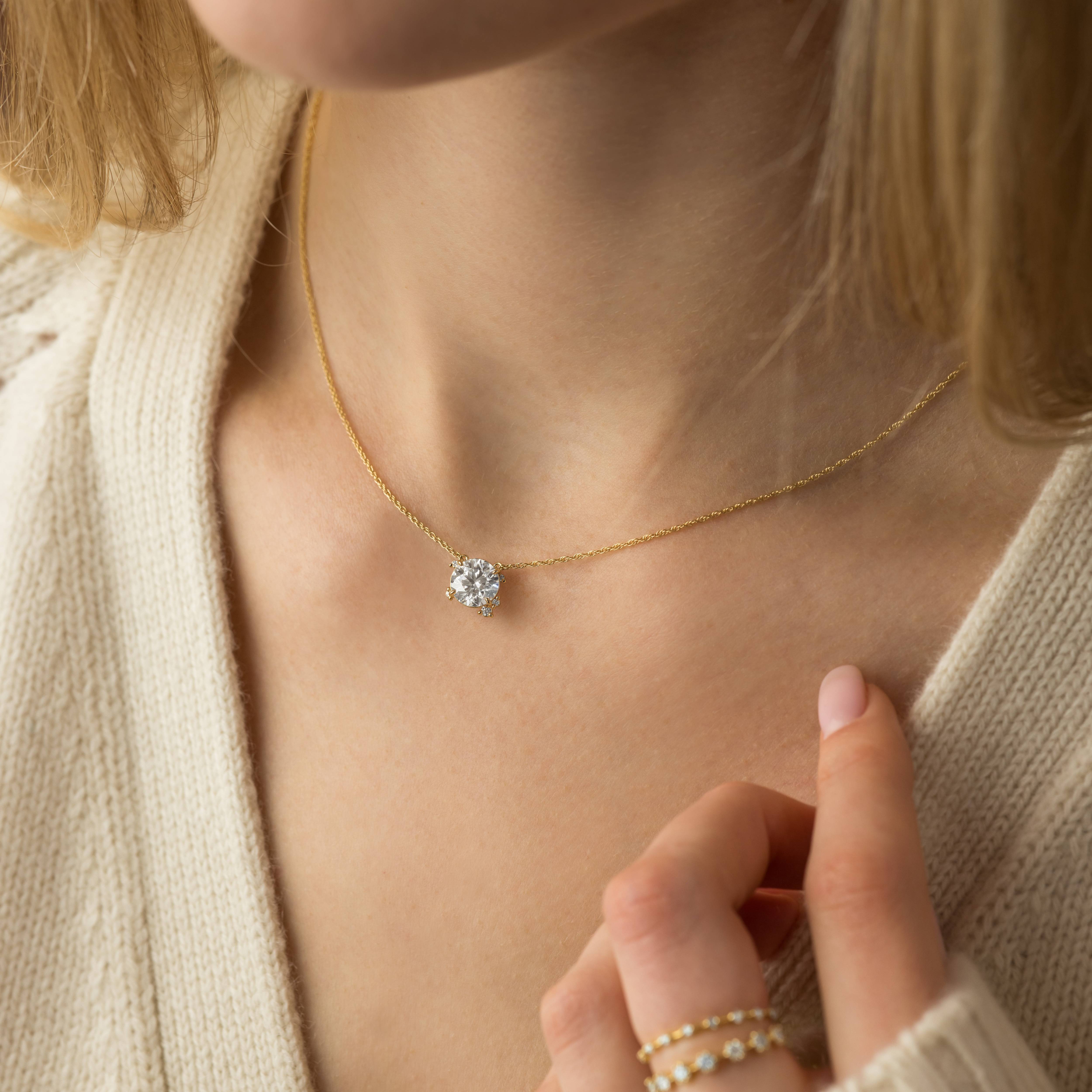 To A Flame Necklace, Round Cut | Melanie Casey