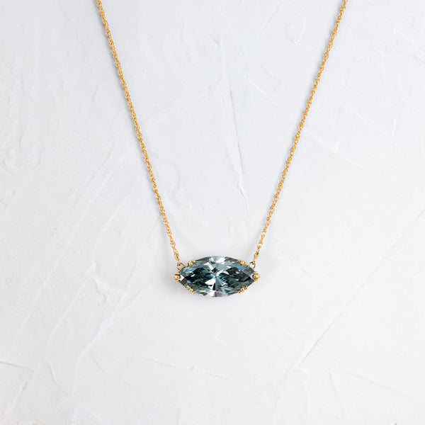 Threaded Necklace, 2.25ct. Lab-Grown Blueish Green Diamond