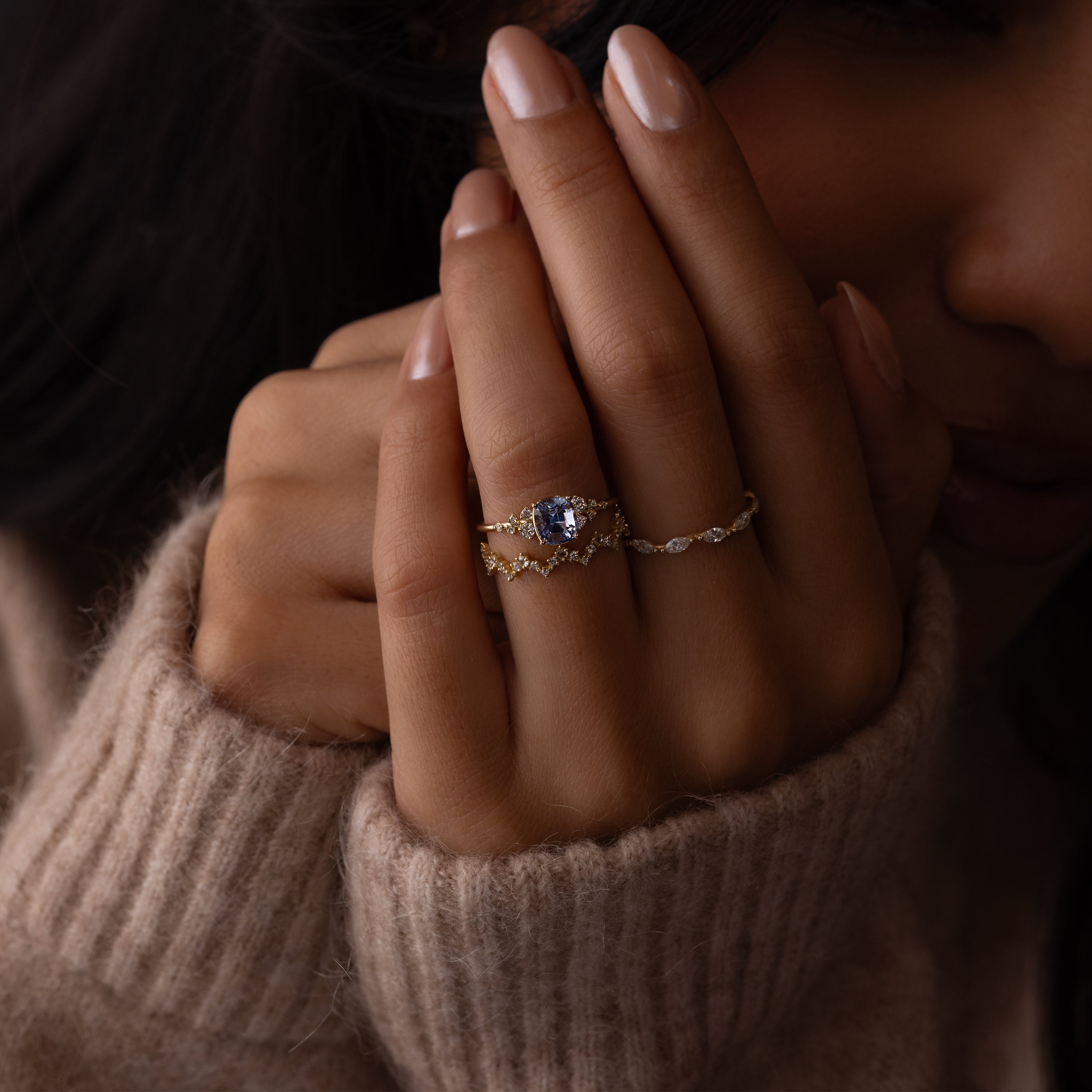 Snowdrift Ring, 1.32ct. Violetish Blue Sri Lanka Sapphire