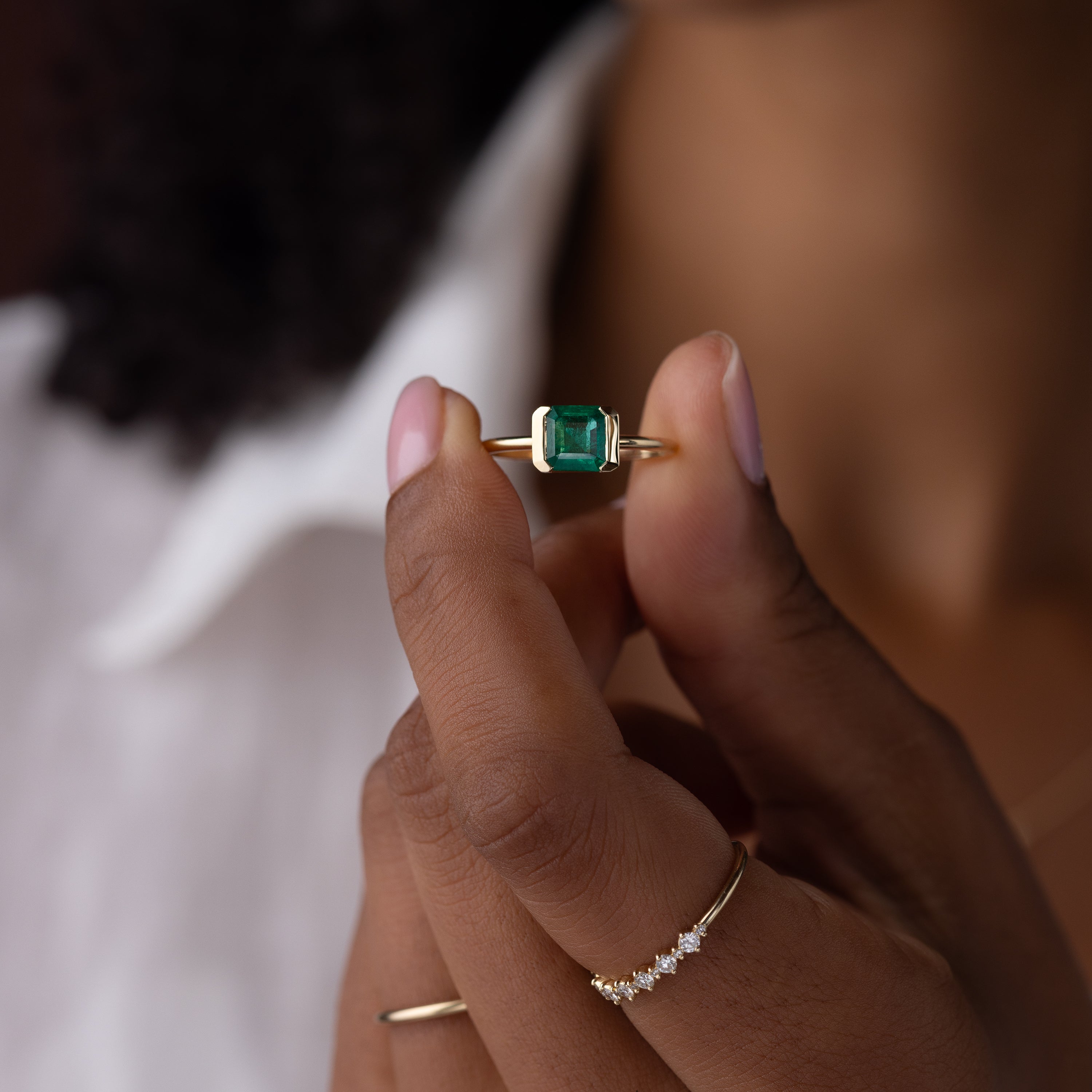 Stanza Ring, Natural Zambia Emerald Melanie Casey Jewelry