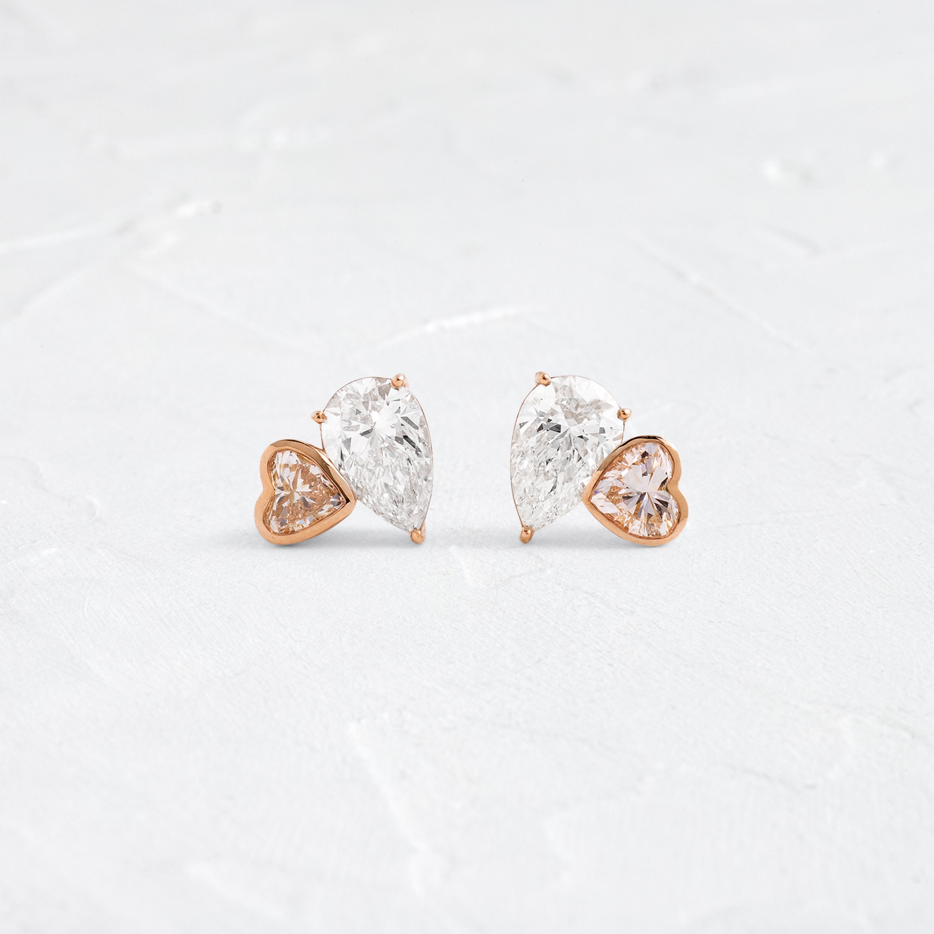 Heart to Heart Overlap Studs, Pink Diamond | Melanie Casey