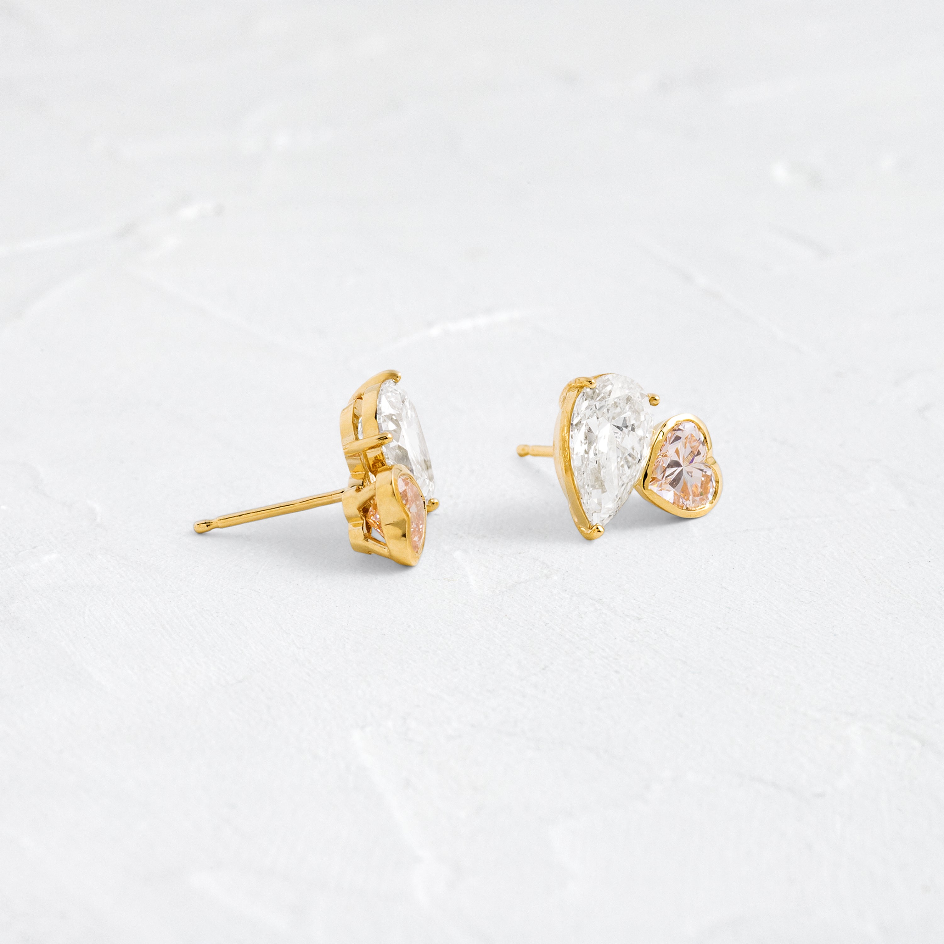 Heart to Heart Overlap Studs, Pink Diamond | Melanie Casey