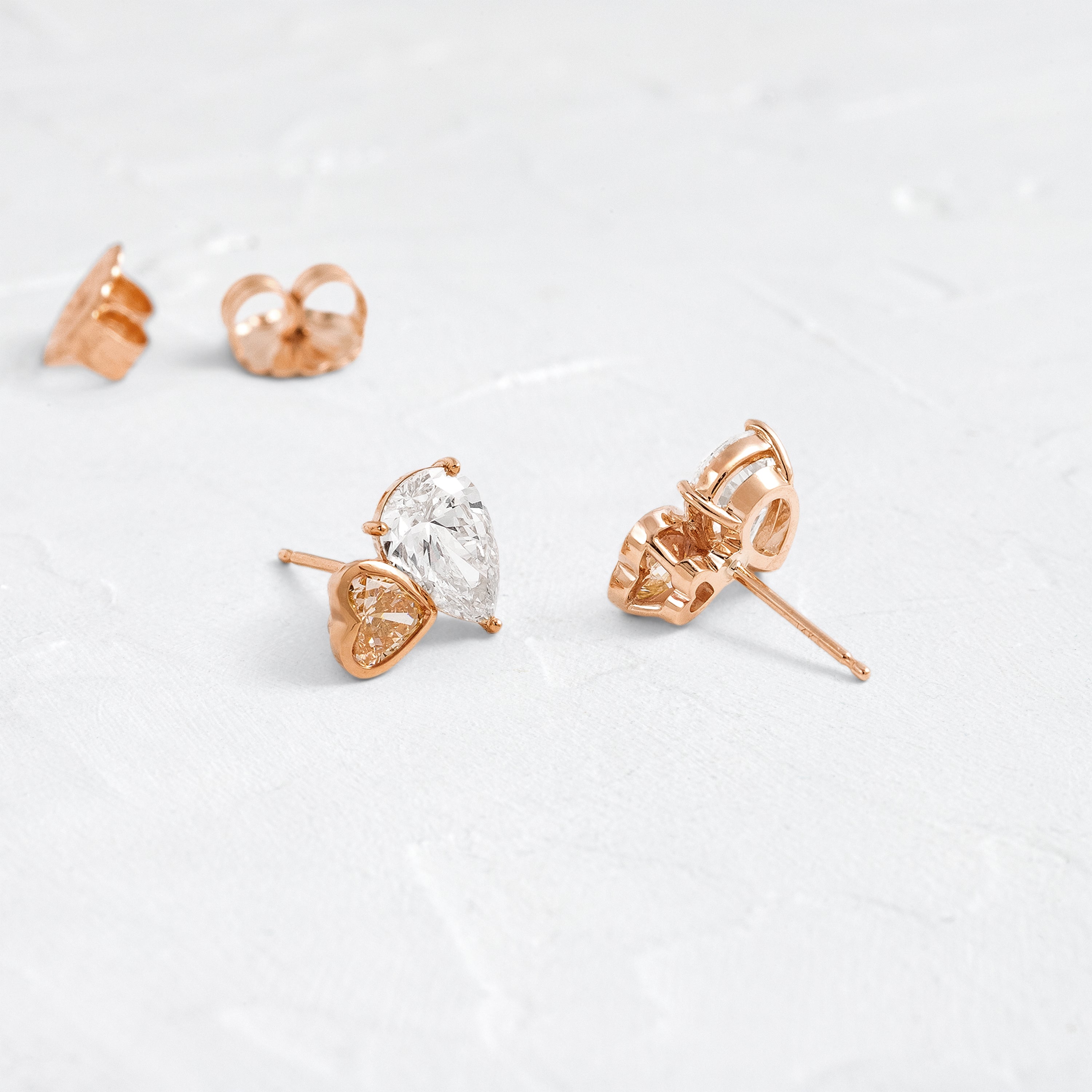 Heart to Heart Overlap Studs, Pink Diamond | Melanie Casey