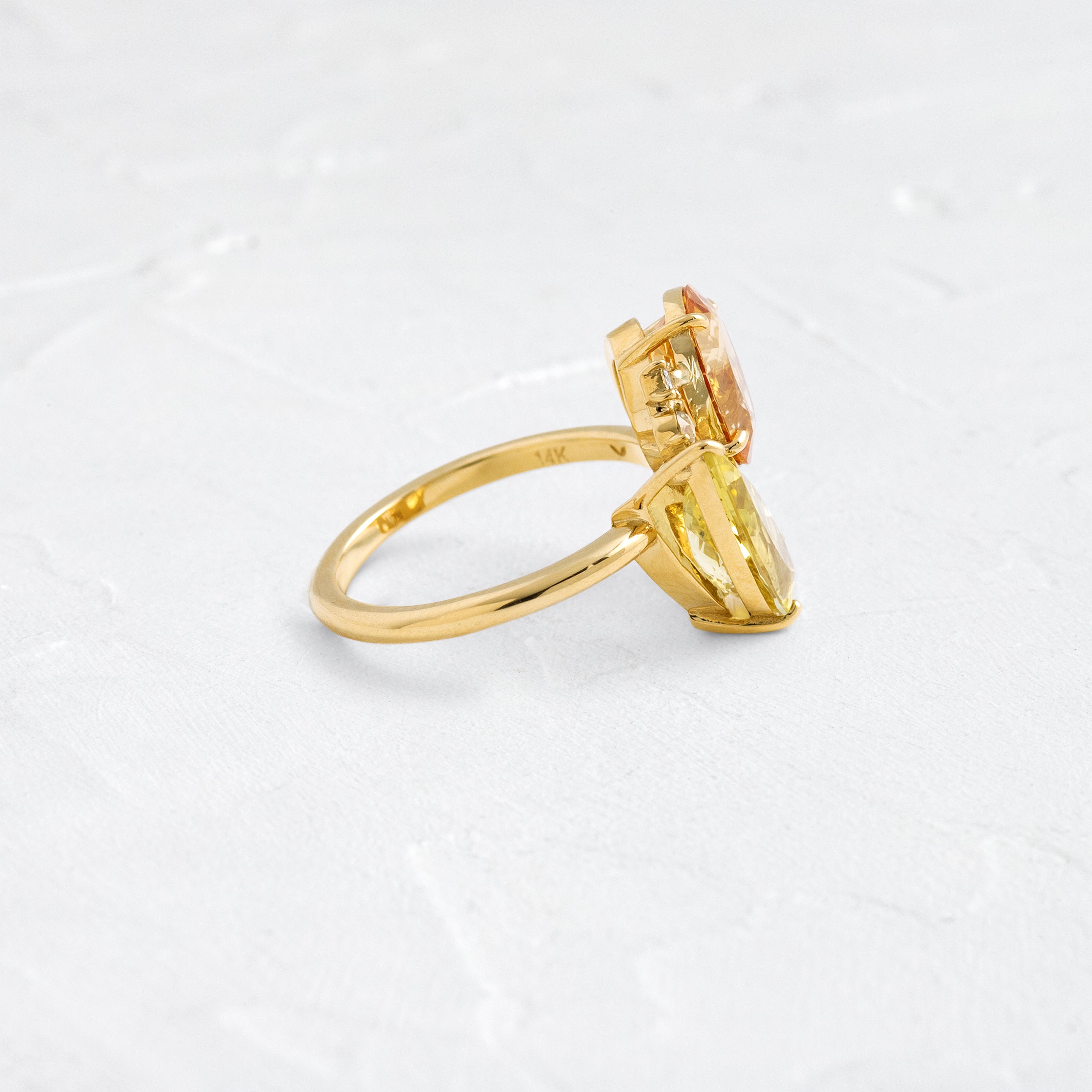 Brocade Ring, 4.9ctw. Golden Beryl and Golden Topaz | Melanie