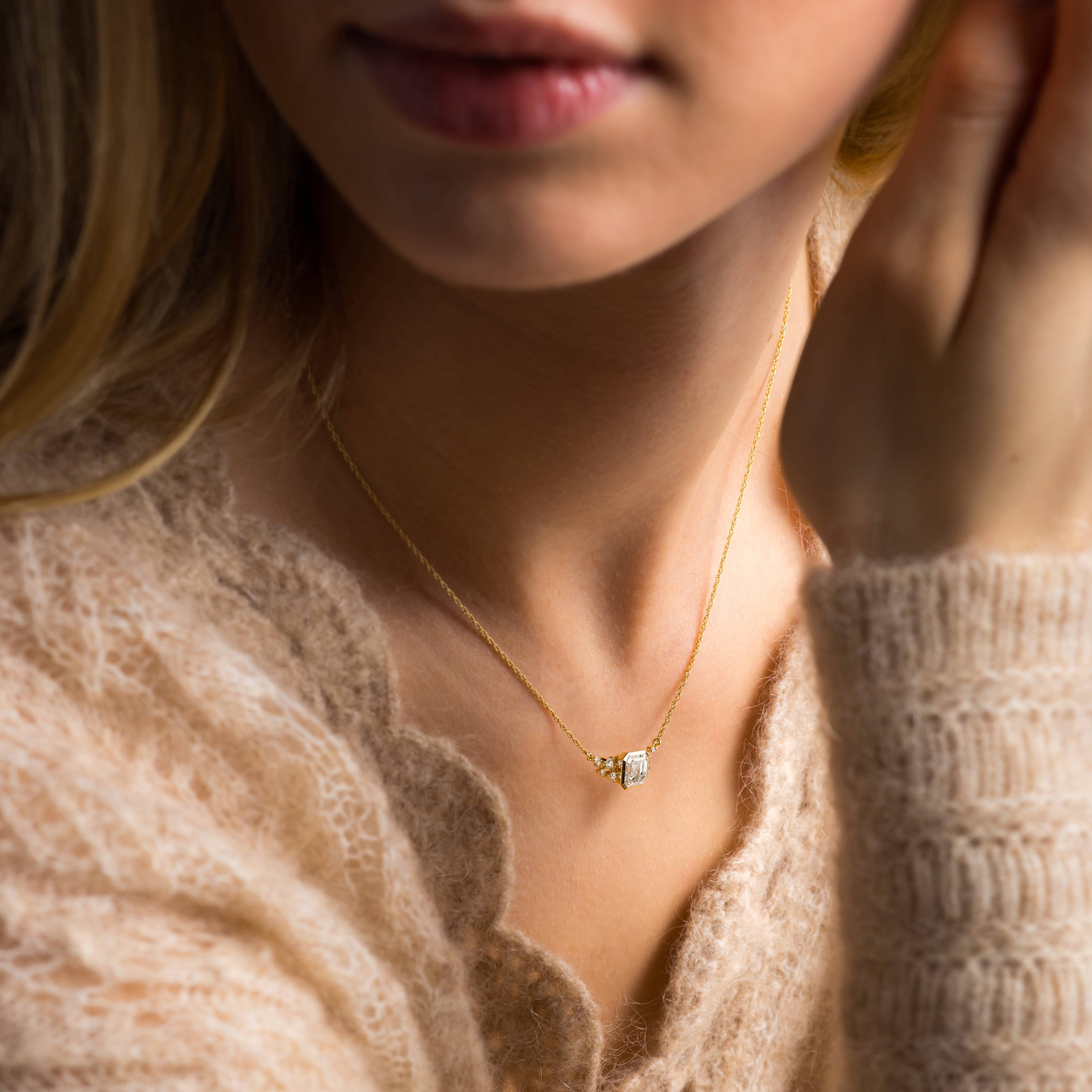 Bezel Snowdrift Necklace, Asscher Cut | Melanie Casey