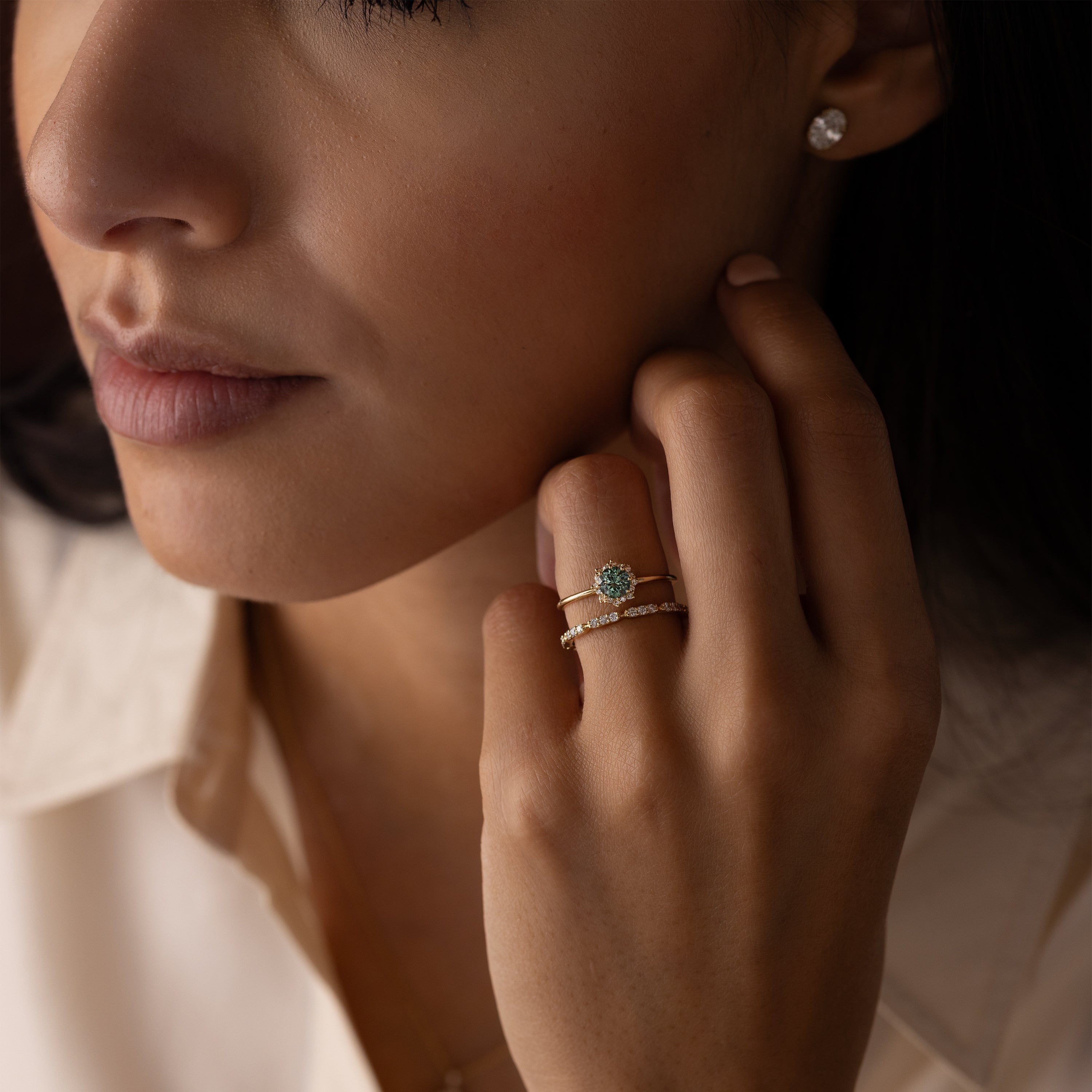 Sapling Ring, 0.65ct. Light Blue-Green Sapphire | Melanie Casey