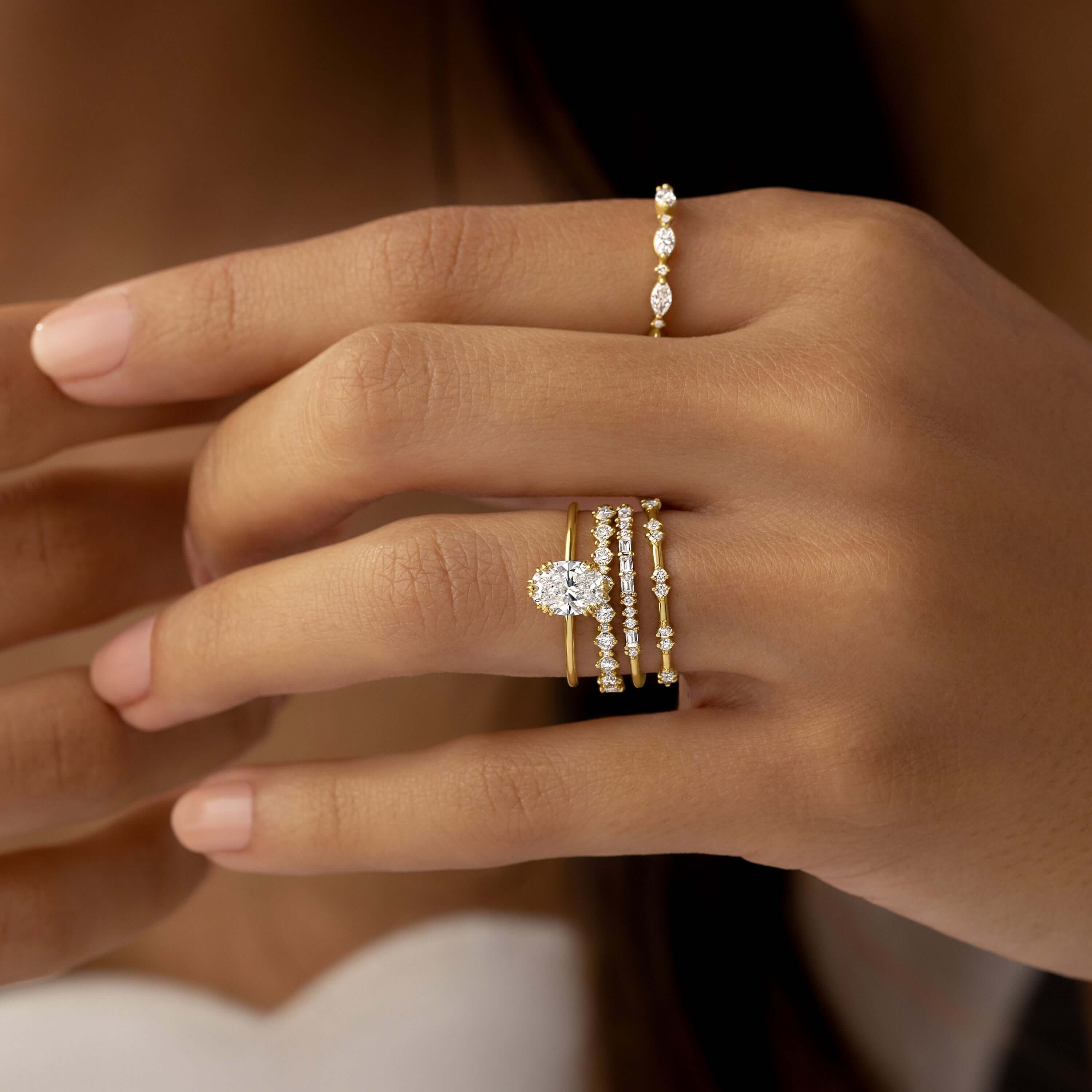 アクセサリー R158L NEWGATE ENGAGEMENT CUFF RING Threaded Ring, 1.04ct. Lab-Grown Oval Cut | Melanie Casey Fine Jewelry
