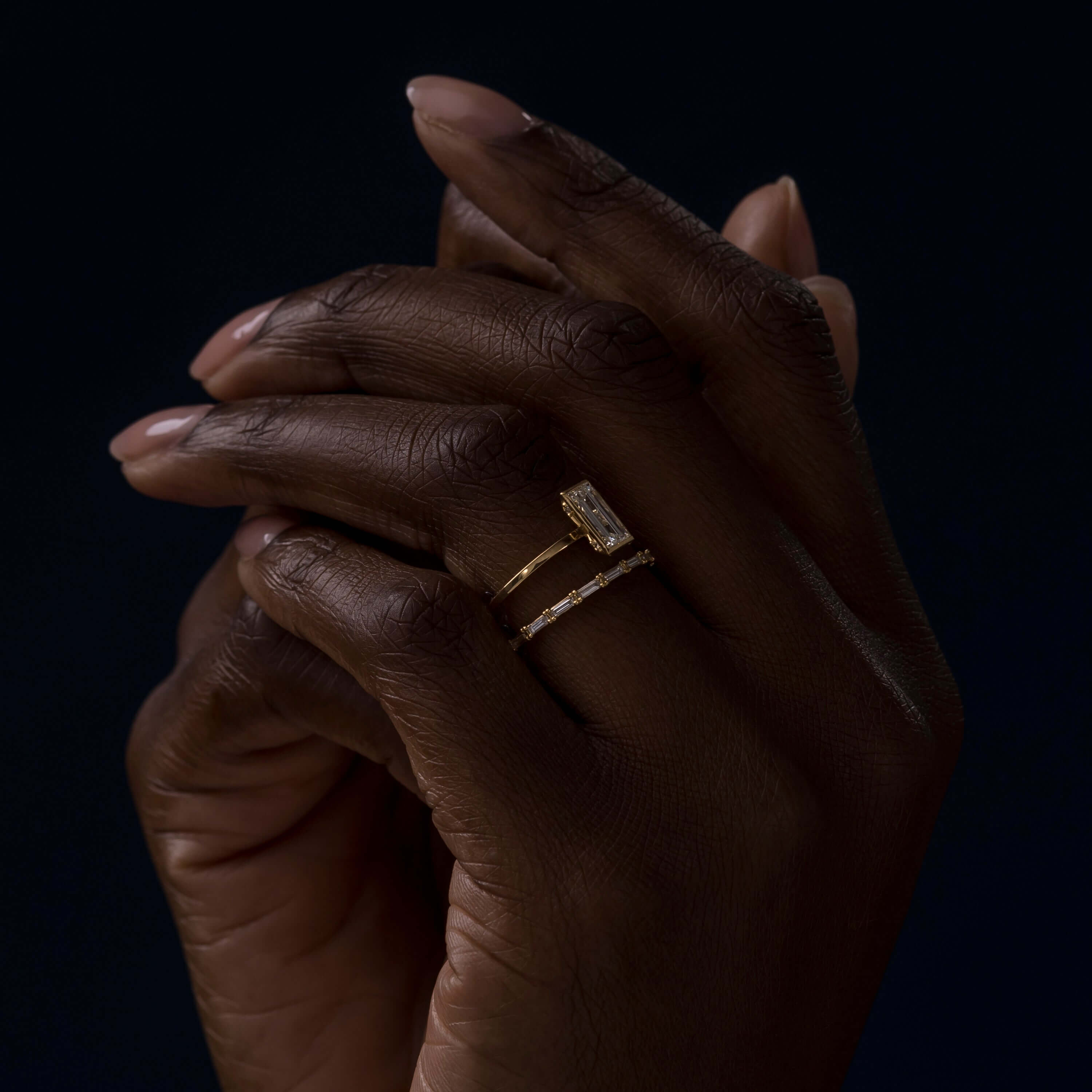 Structure Ring, 0.7ct. Baguette Cut Diamond - Melanie Casey