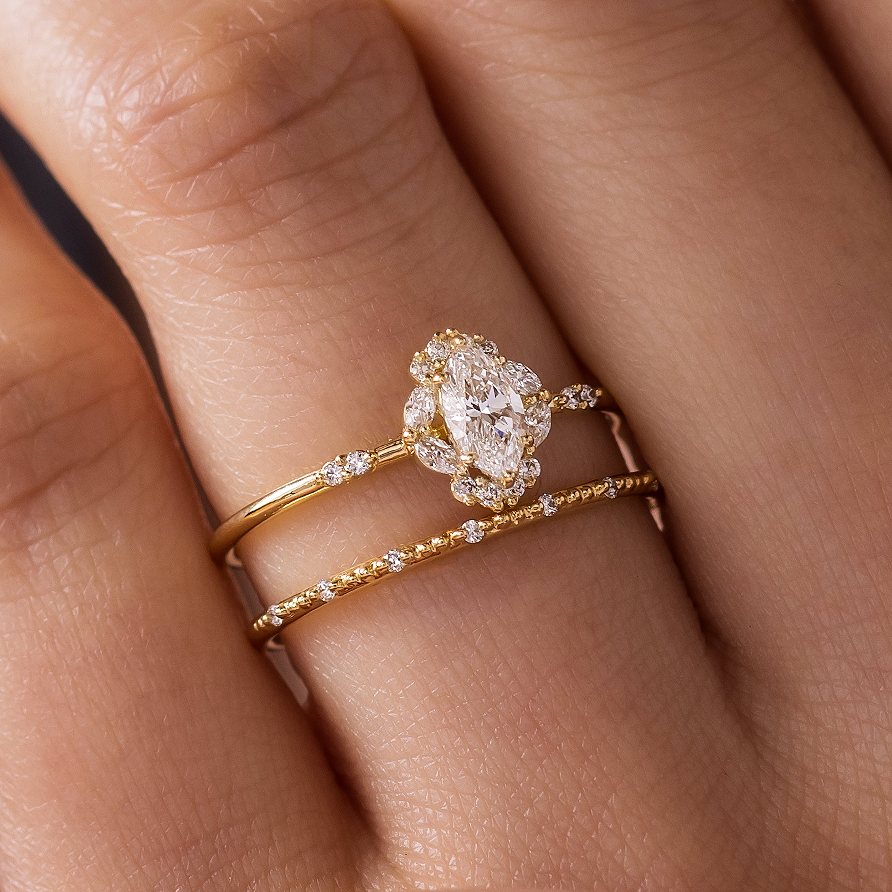 Marquise Halo Diamond Ring Engagement Ring| Melanie Casey Fine