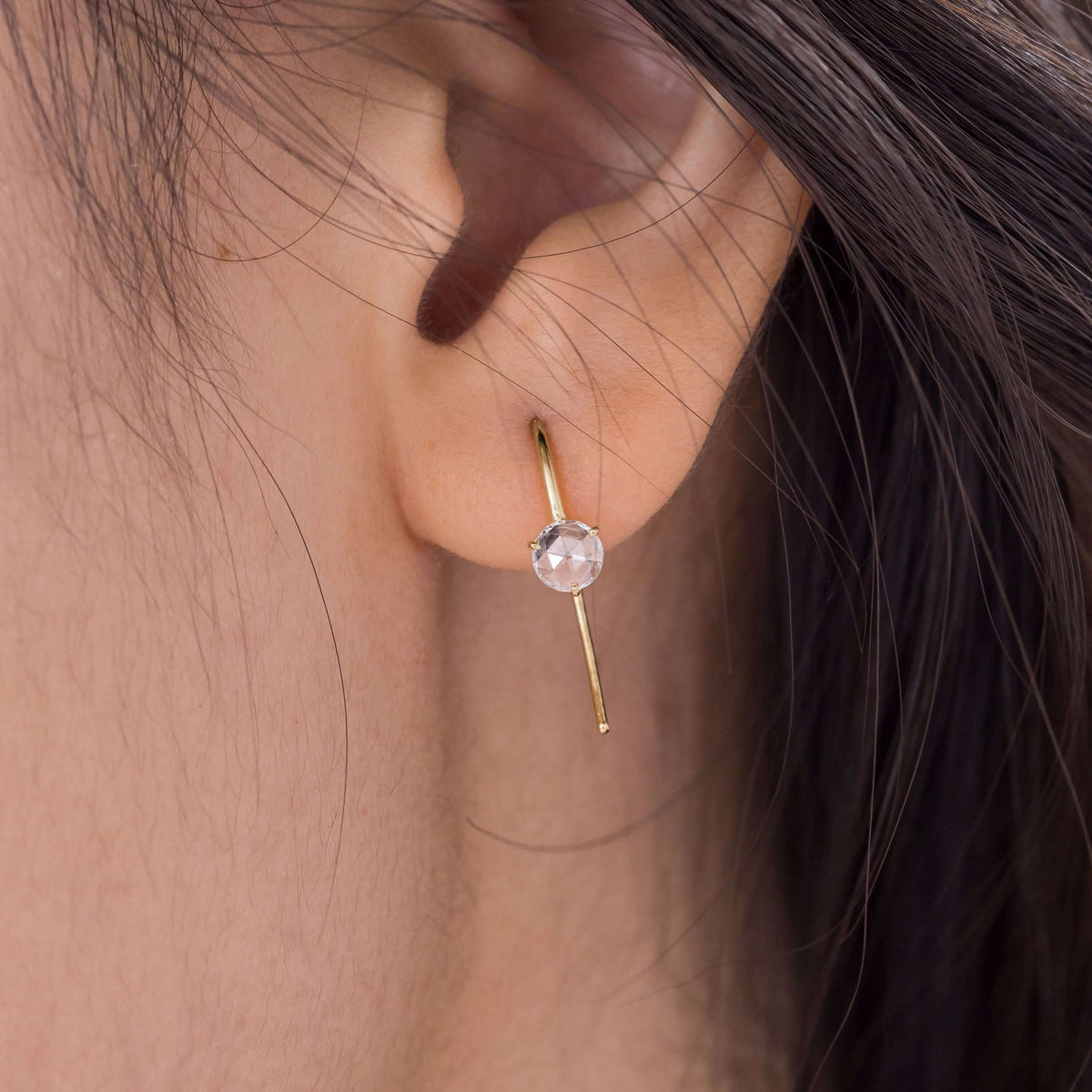 Rose Cut Solitaire Threader | Earrings from Melanie Casey
