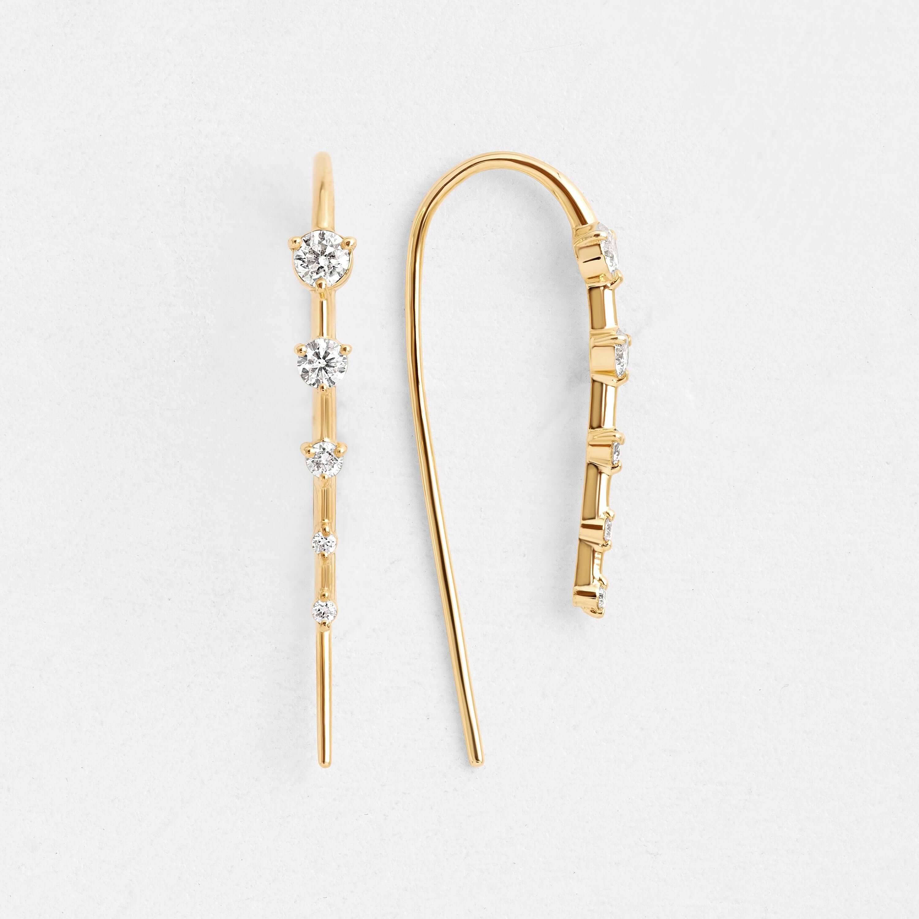 14k White Gold Bar Threader Earrings