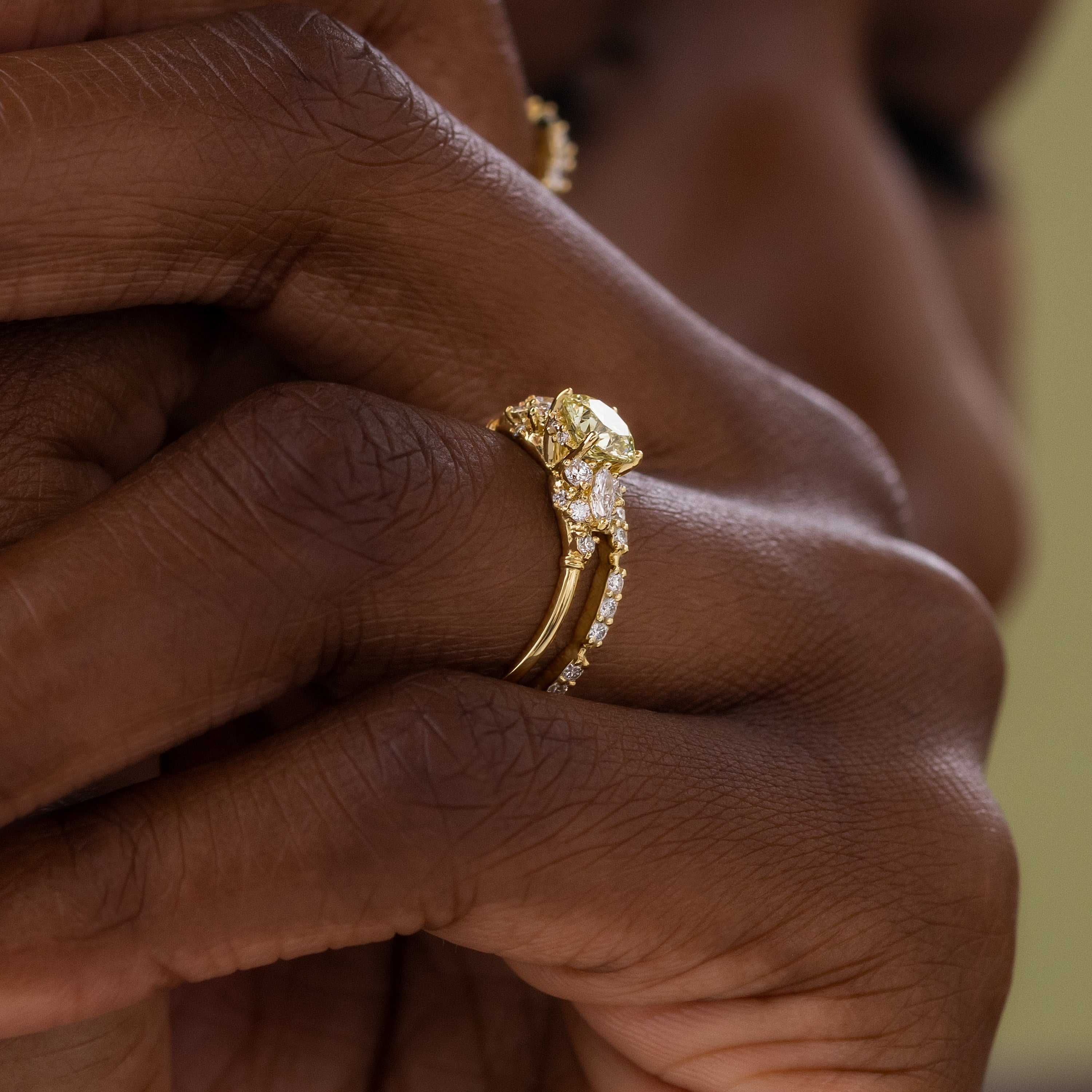 Dark Skin Wedding Rings On Black Hands BRONAGH Lab Grown Diamond - Main Image
