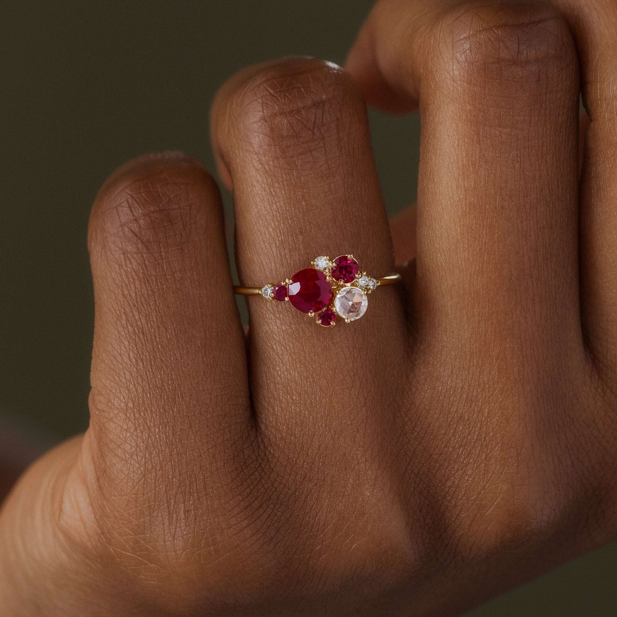 Ruby And Roses Ruby and Rose Cluster Ring | Melanie Casey Fine Jewelry