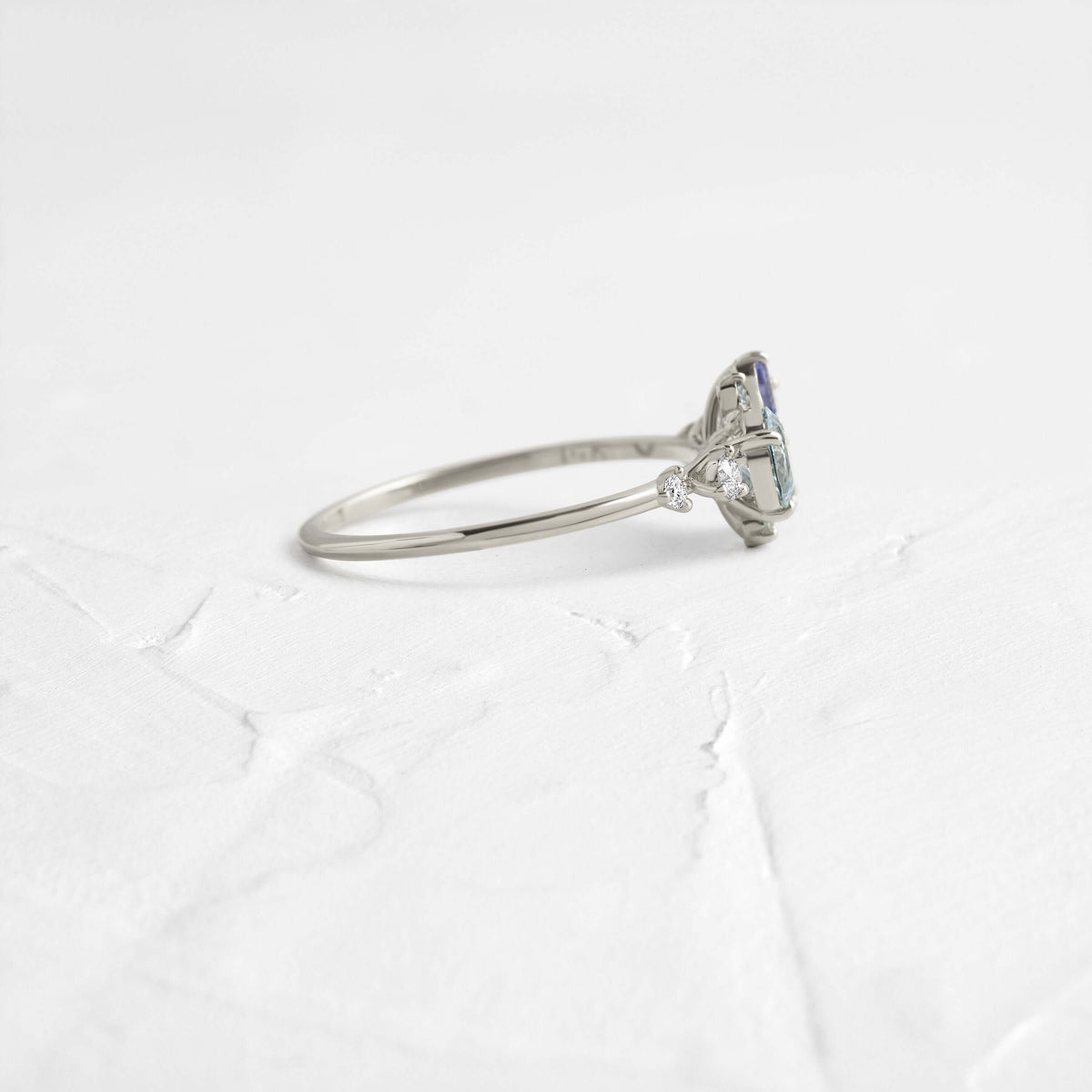 Clear Water Ring | Aquamarine and Sapphire Cluster Ring | Melanie 