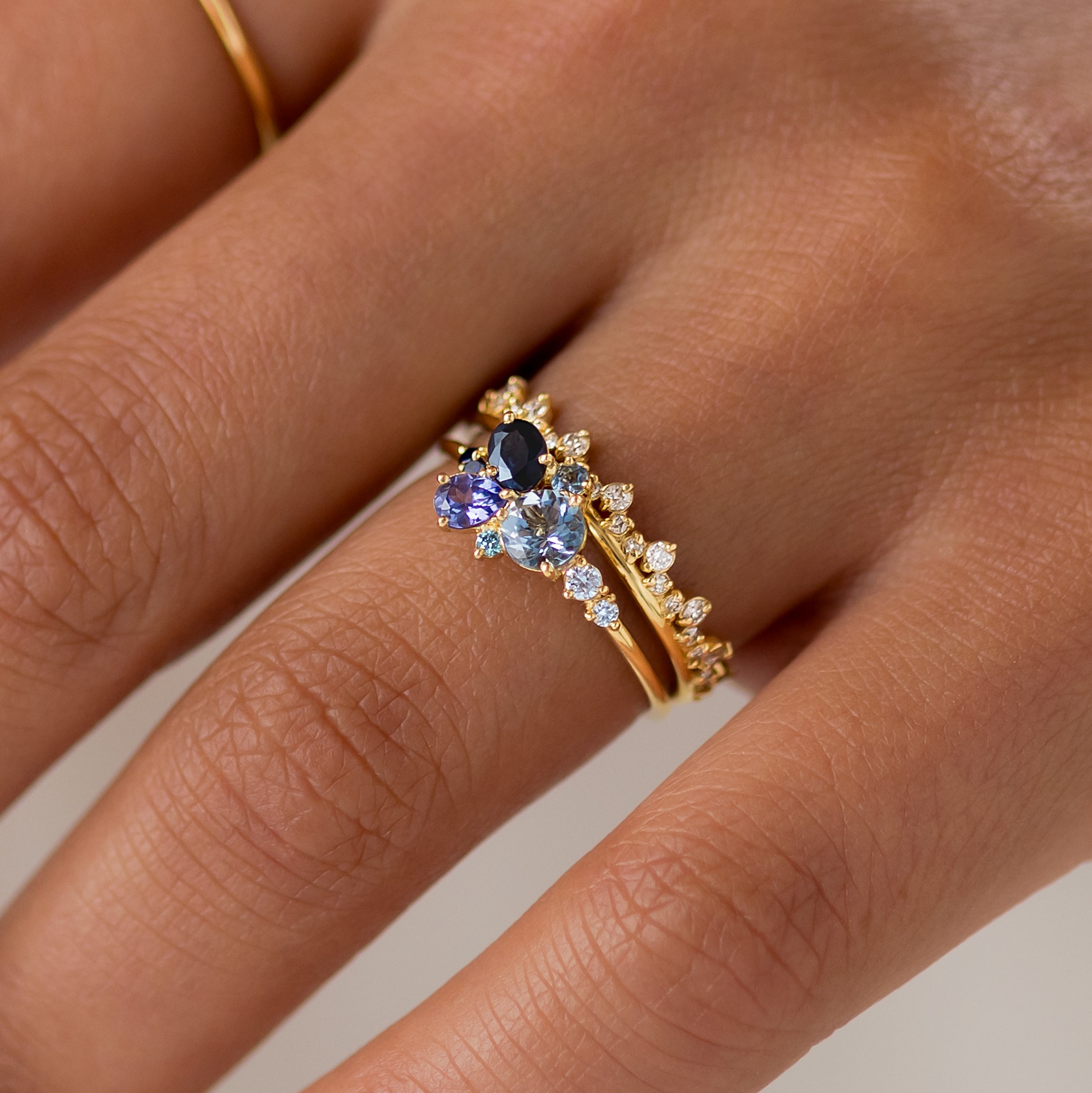 レディース Melanie Casey K14イエローゴルド天然アクアマリンリング