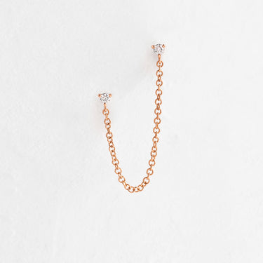 Diamond Chain Double Stud Earring - In Stock