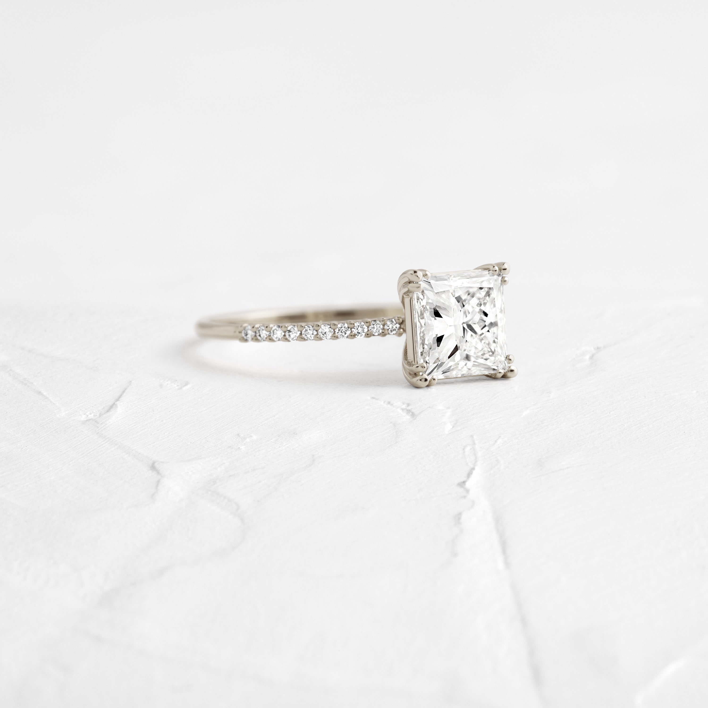 Threaded Ring with Pave Band, Princess Cut - Melanie Casey