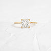 Threaded Ring with Pave Band, Princess Cut (14k Yellow Gold)