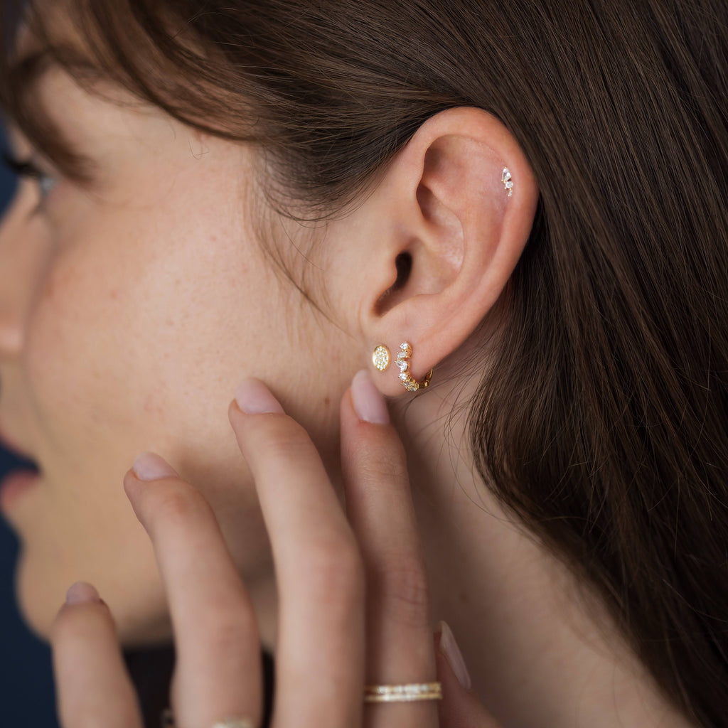 Diamond Mini Disc Stud Earrings In Stock EF Collection