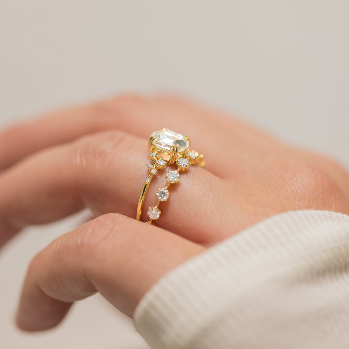 Snowdrift Ring, 1.55ct. Natural Oval Rose Cut | Melanie Casey Fine 