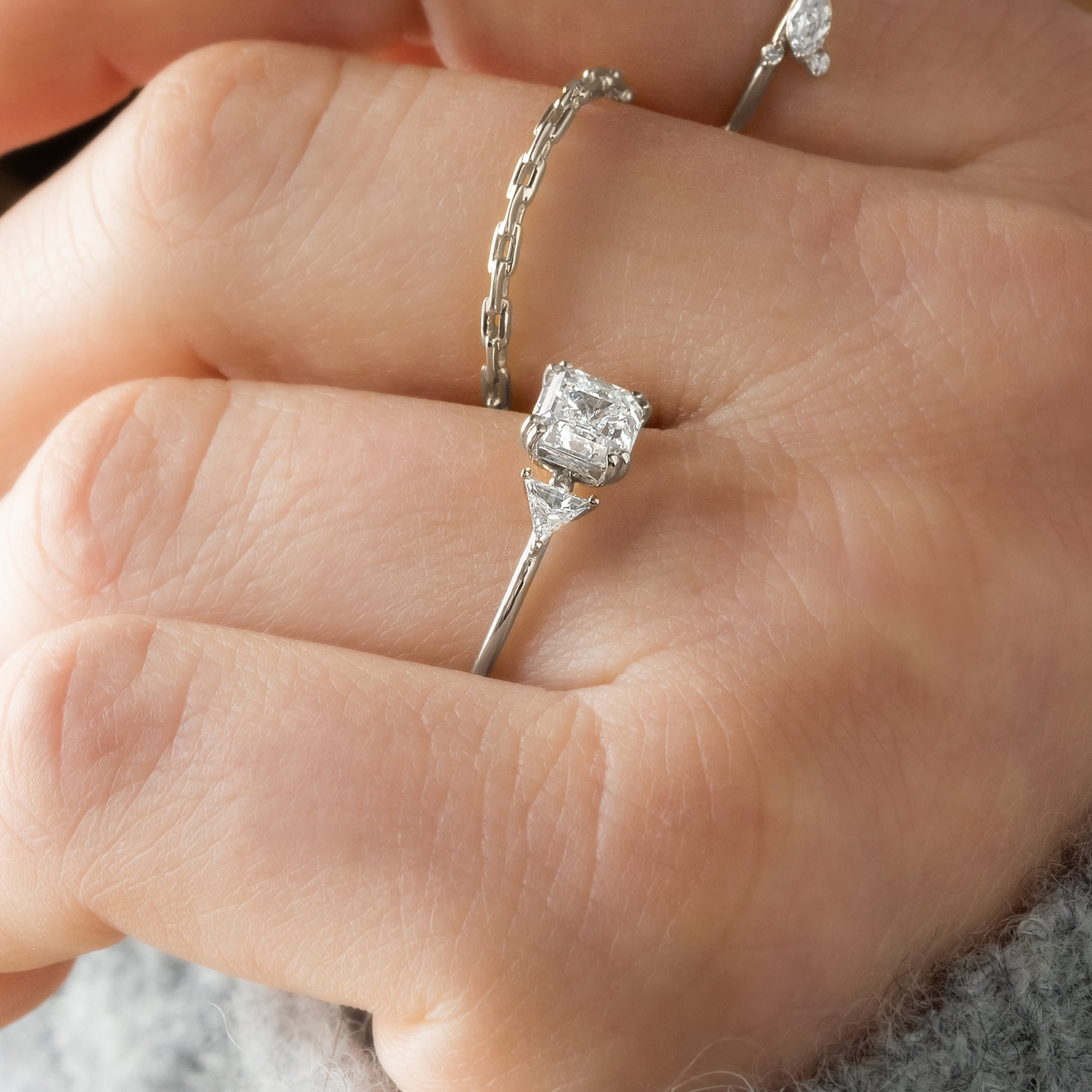 Arrow Ring, 1.01ct. Natural Asscher Cut | Melanie Casey Fine Jewelry