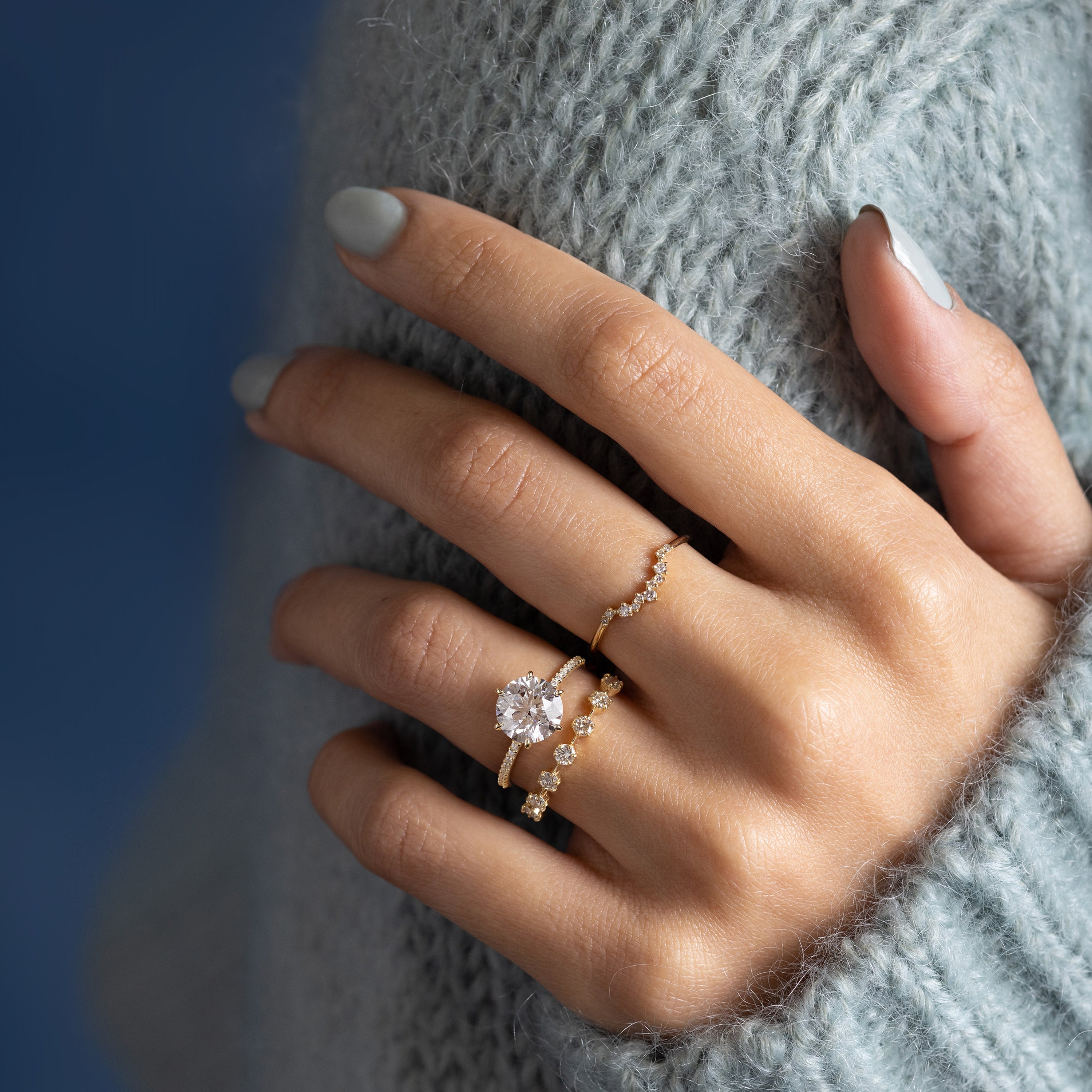 Whisper Ring with Pave Band, Round | Melanie Casey