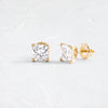 Product photo of 14k Yellow Gold 4.27ctw. Princess-cut Solitaire Lab-grown Diamond Threaded Stud Earrings featuring four triple-prongs