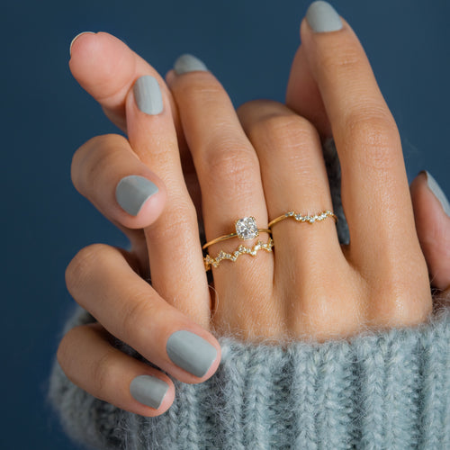 14K Gold Plated Lace Stacking Rings For Women - Dainty Statement Jewelry, Size 6-8, Gift Ready