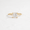 Whisper Ring with Pave Band, Princess Cut (14k Yellow Gold)