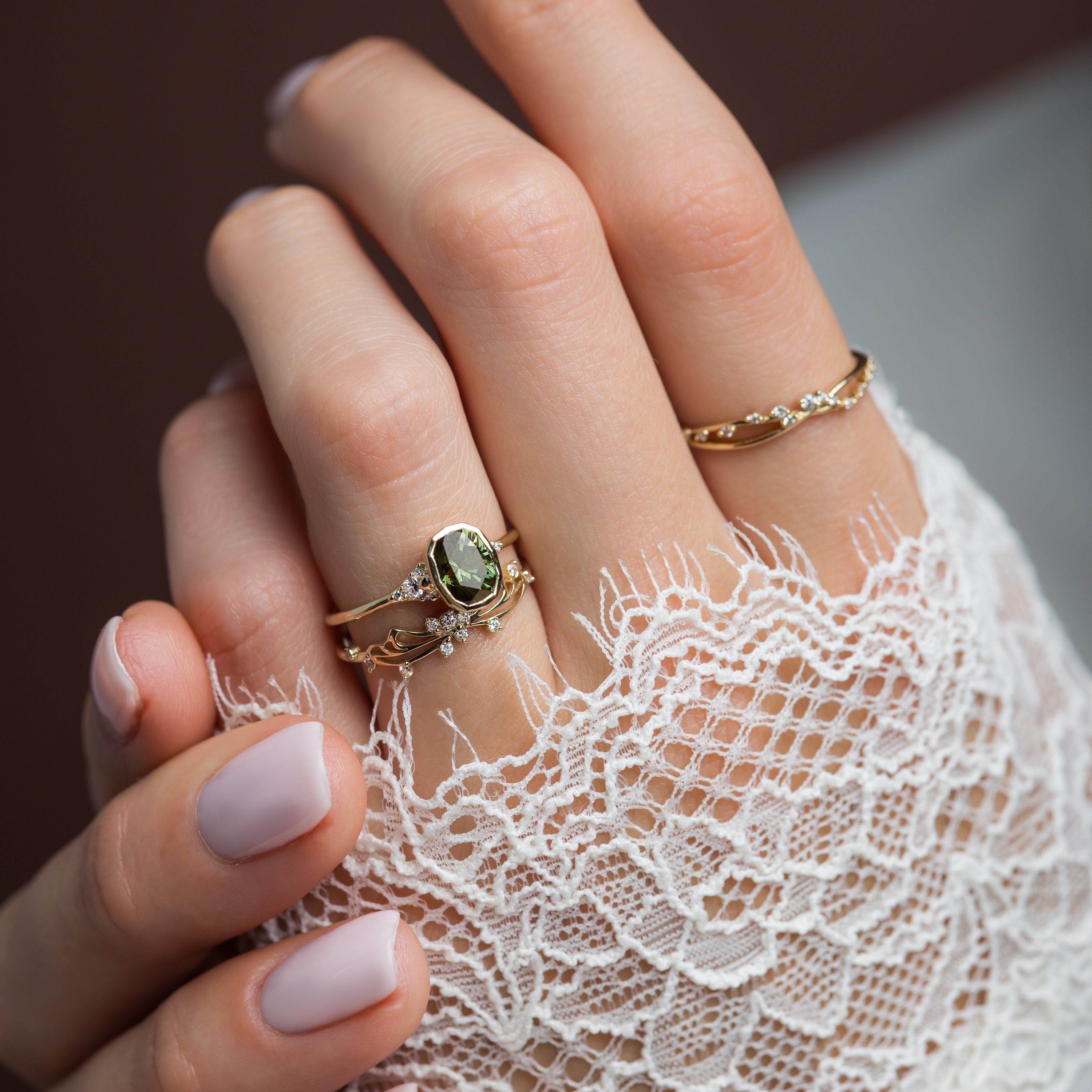 Evenfall Ring, 1.57ct. Green Thai Sapphire | Melanie Casey Jewelry