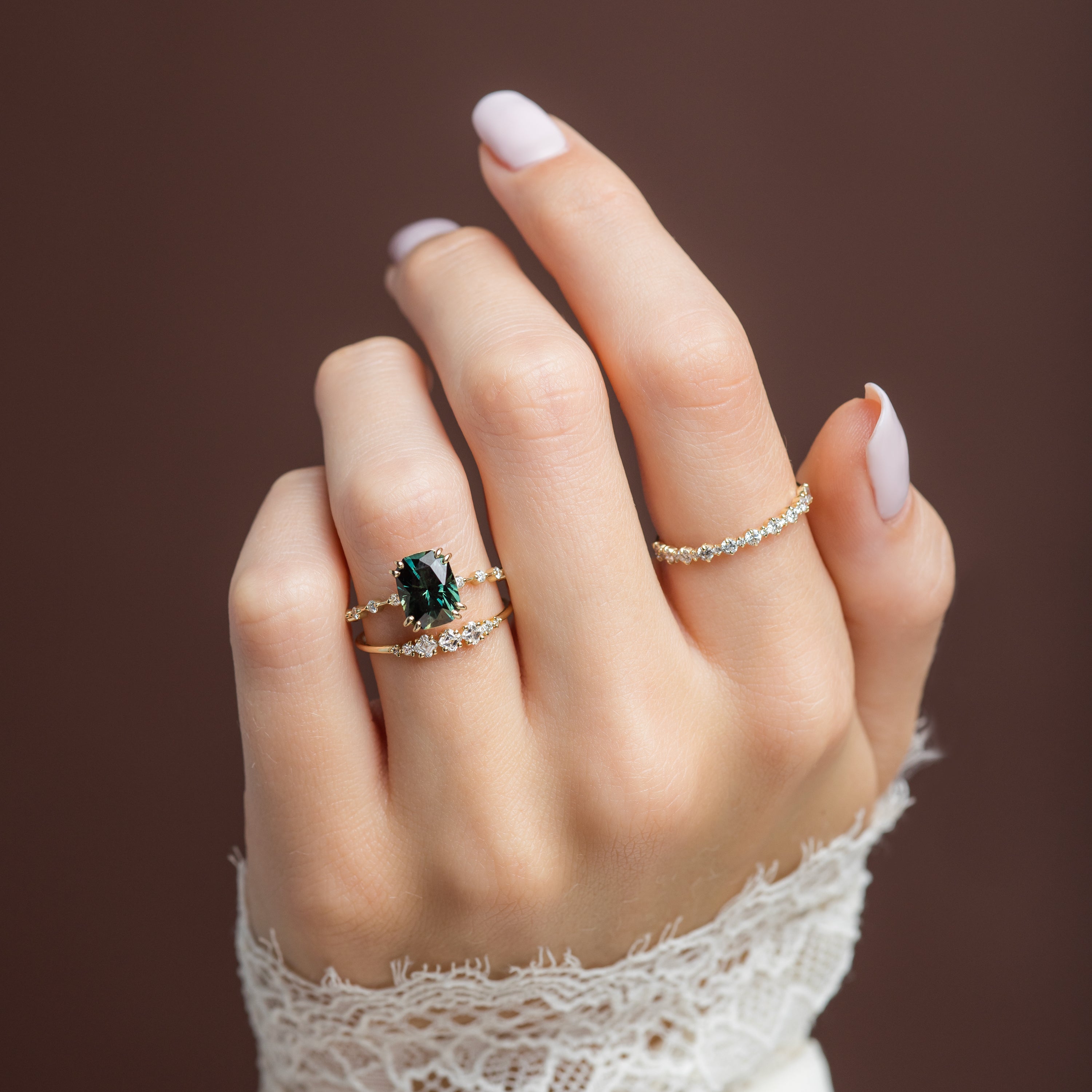 Distance Ring, 2.05ct. Greenish-Blue Australian Sapphire | Melanie