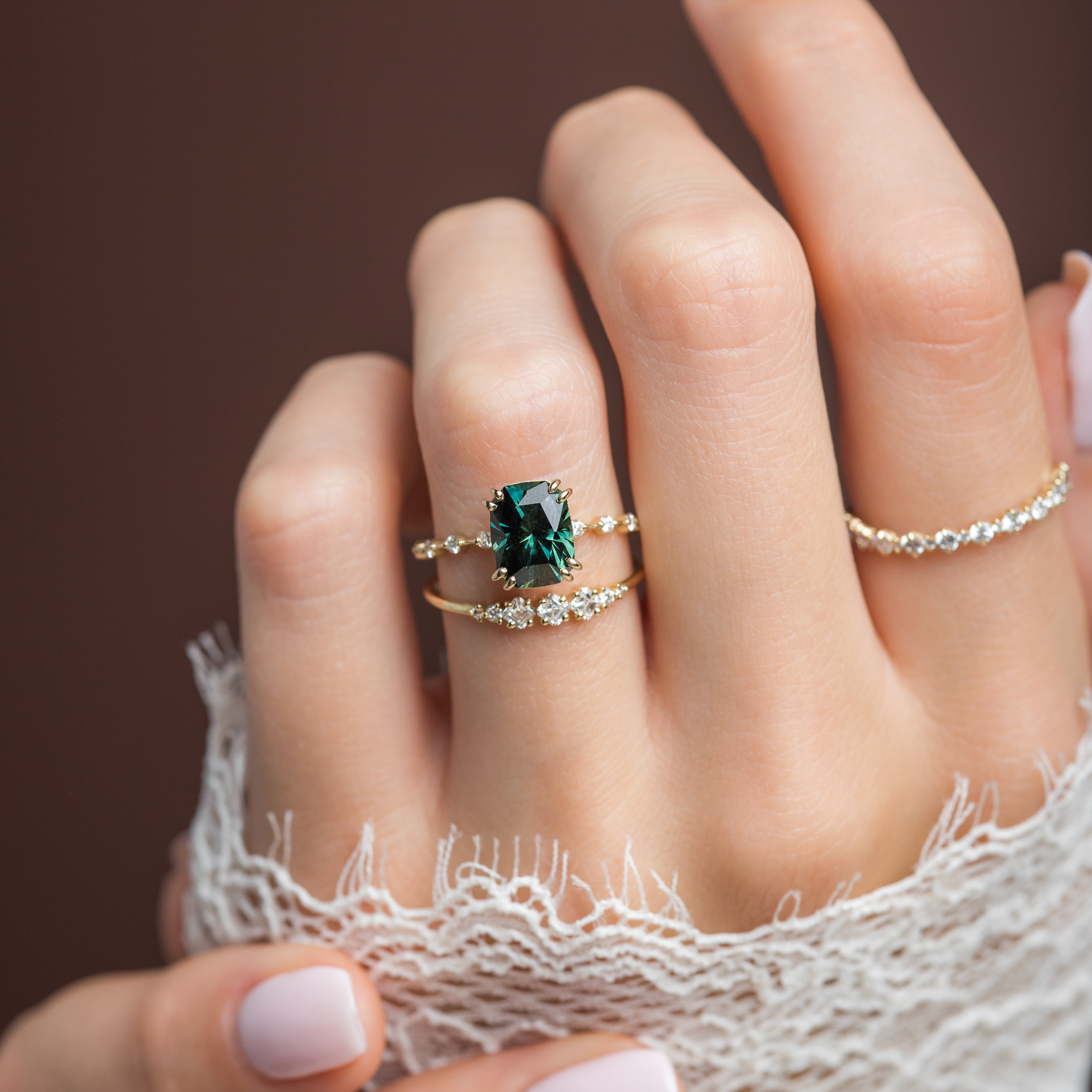 Distance Ring, 2.05ct. Greenish-Blue Australian Sapphire | Melanie