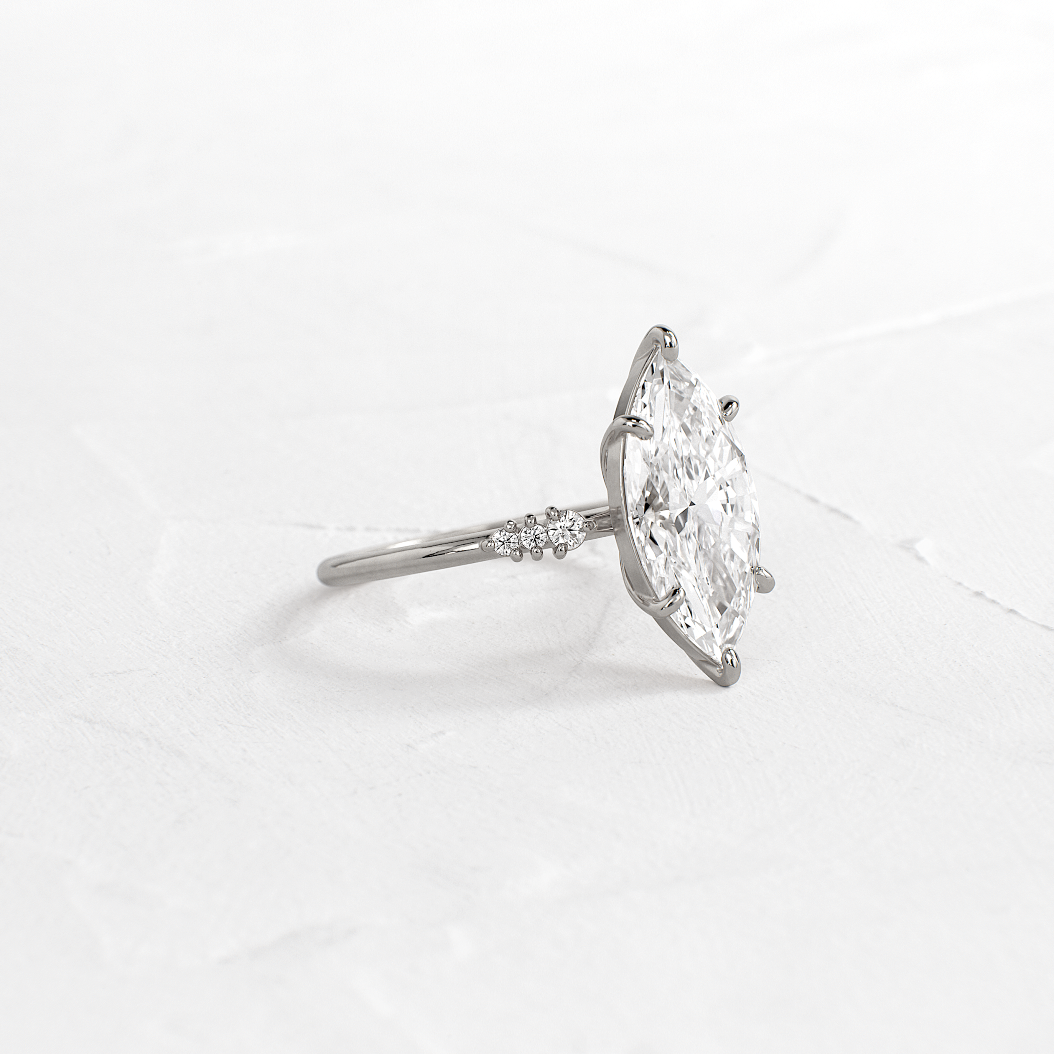 Poppy Seed Ring, Marquise Cut | Handcrafted Diamond Engagement