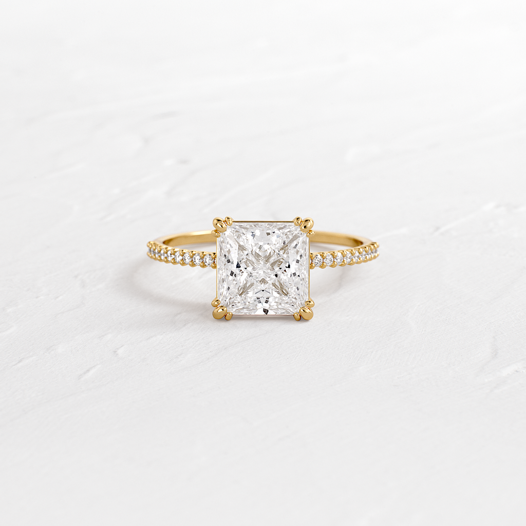 Threaded Ring with Pave Band, Princess Cut - Melanie Casey