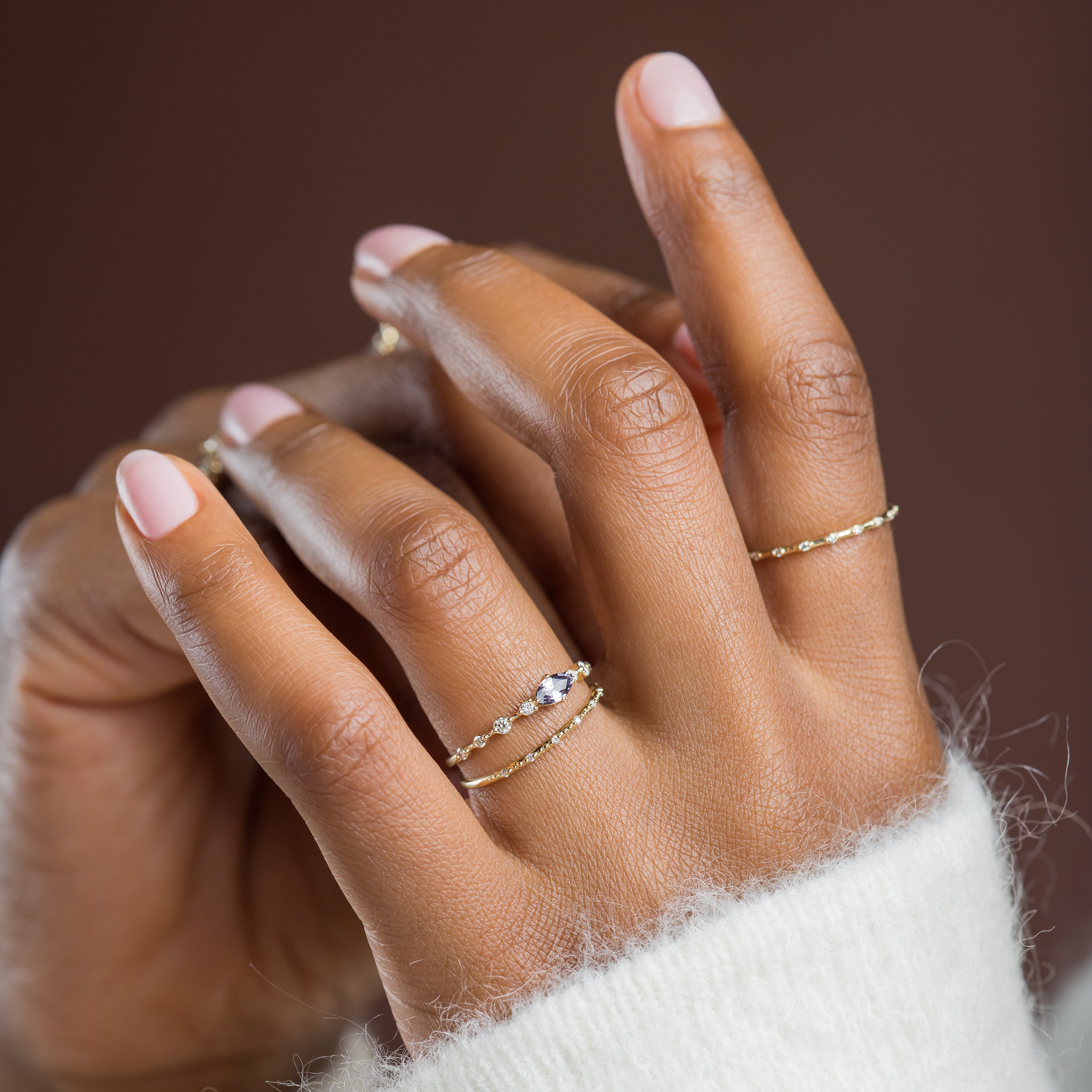 Scattered Distance Band, Purple Marquise Sapphire | Melanie Casey