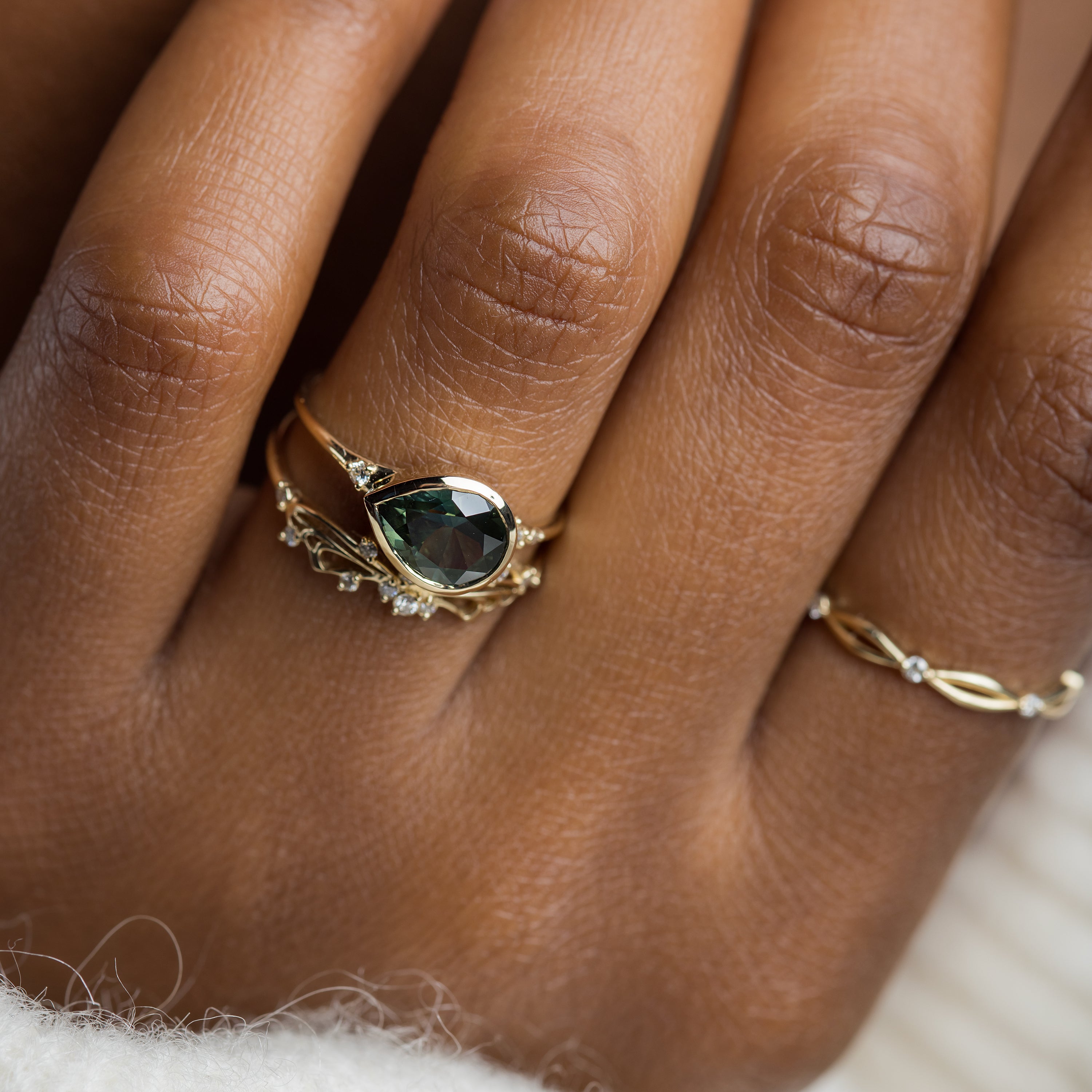 Evenfall Ring, 2.04ct. Green-Blue Sapphire | Melanie Casey Jewelry