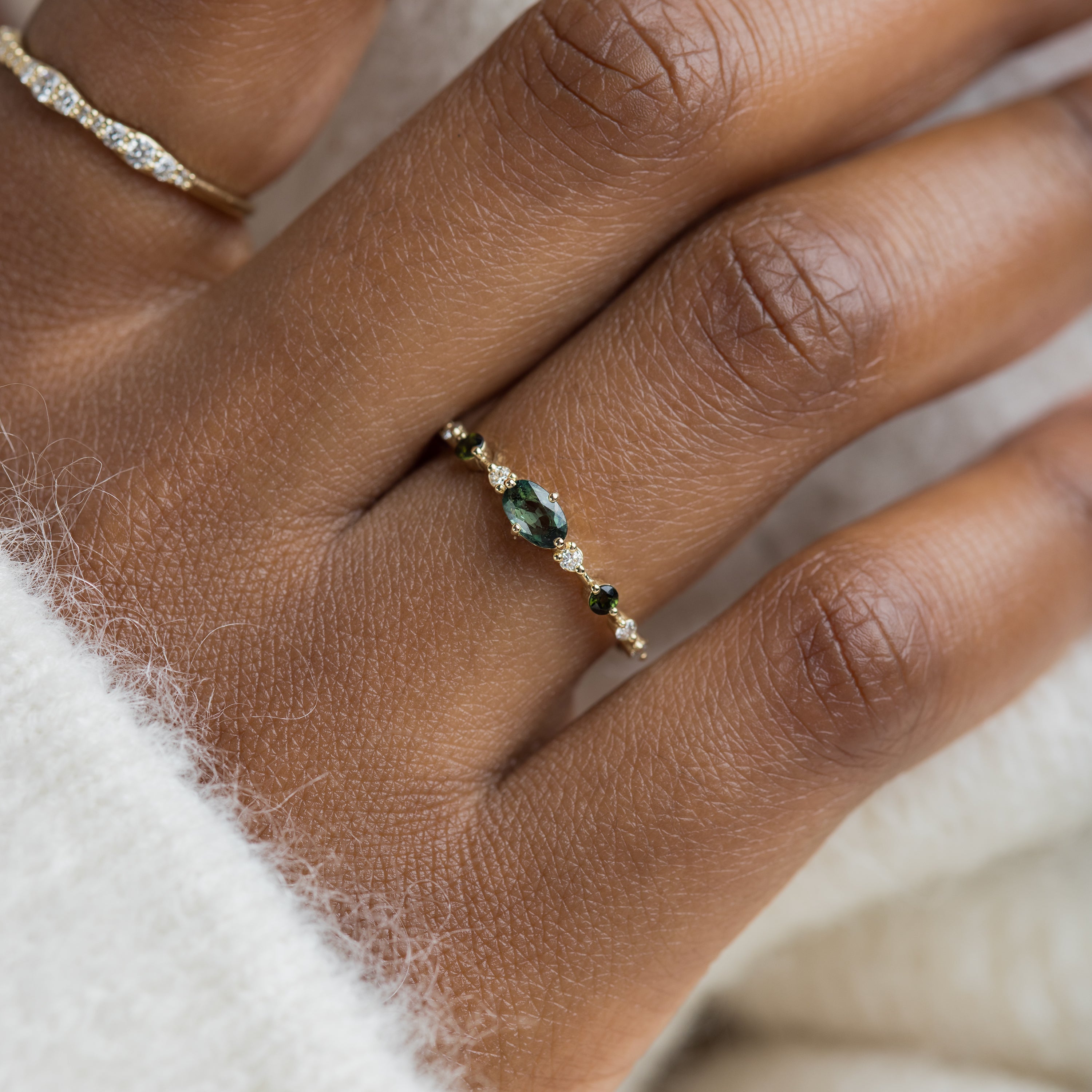 Gemstones 凛 Stevie Wren Mosaic 18K Gypsy Gemstone Ring