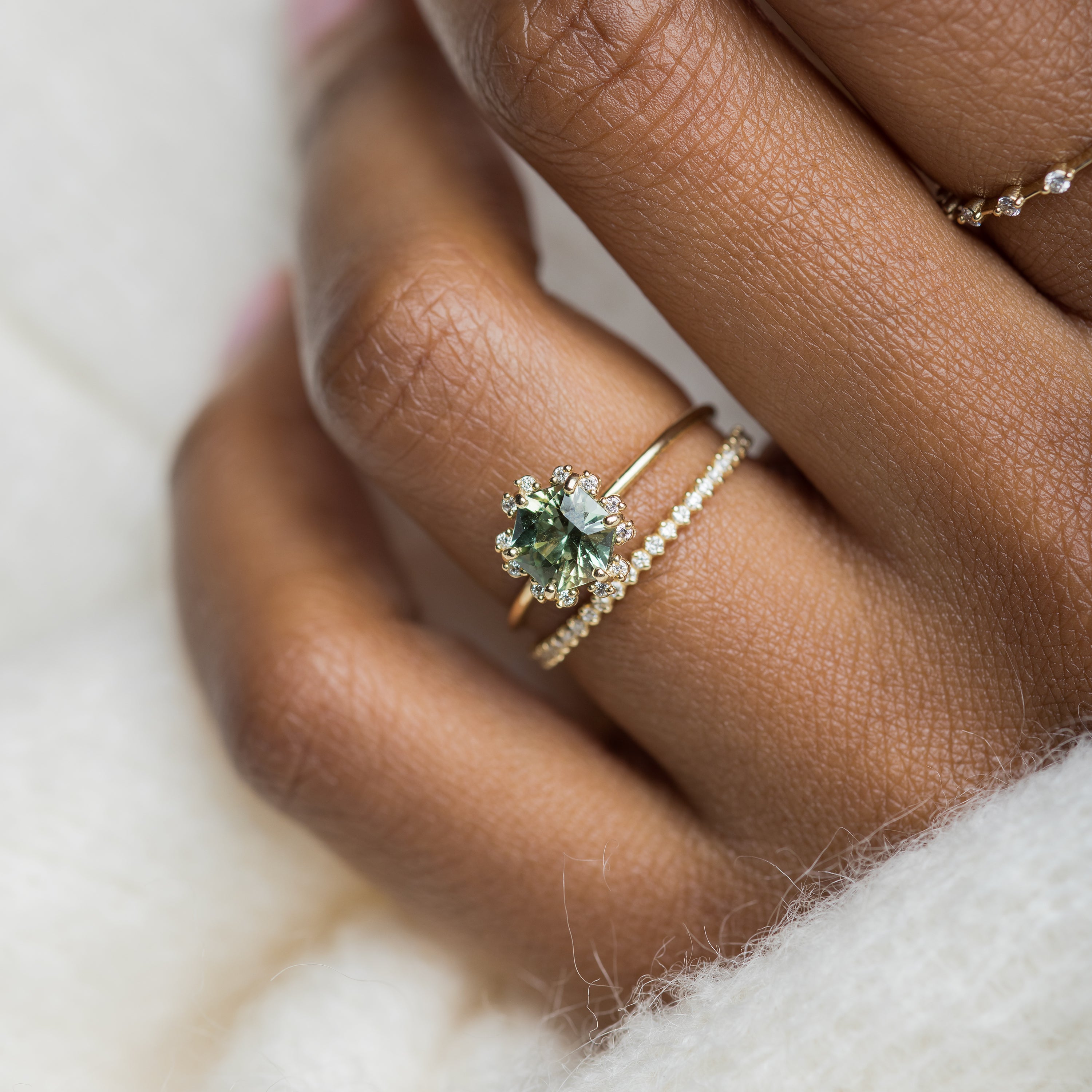 Winters Eve Ring, 1.28ct. Green Montana Sapphire | Melanie Casey