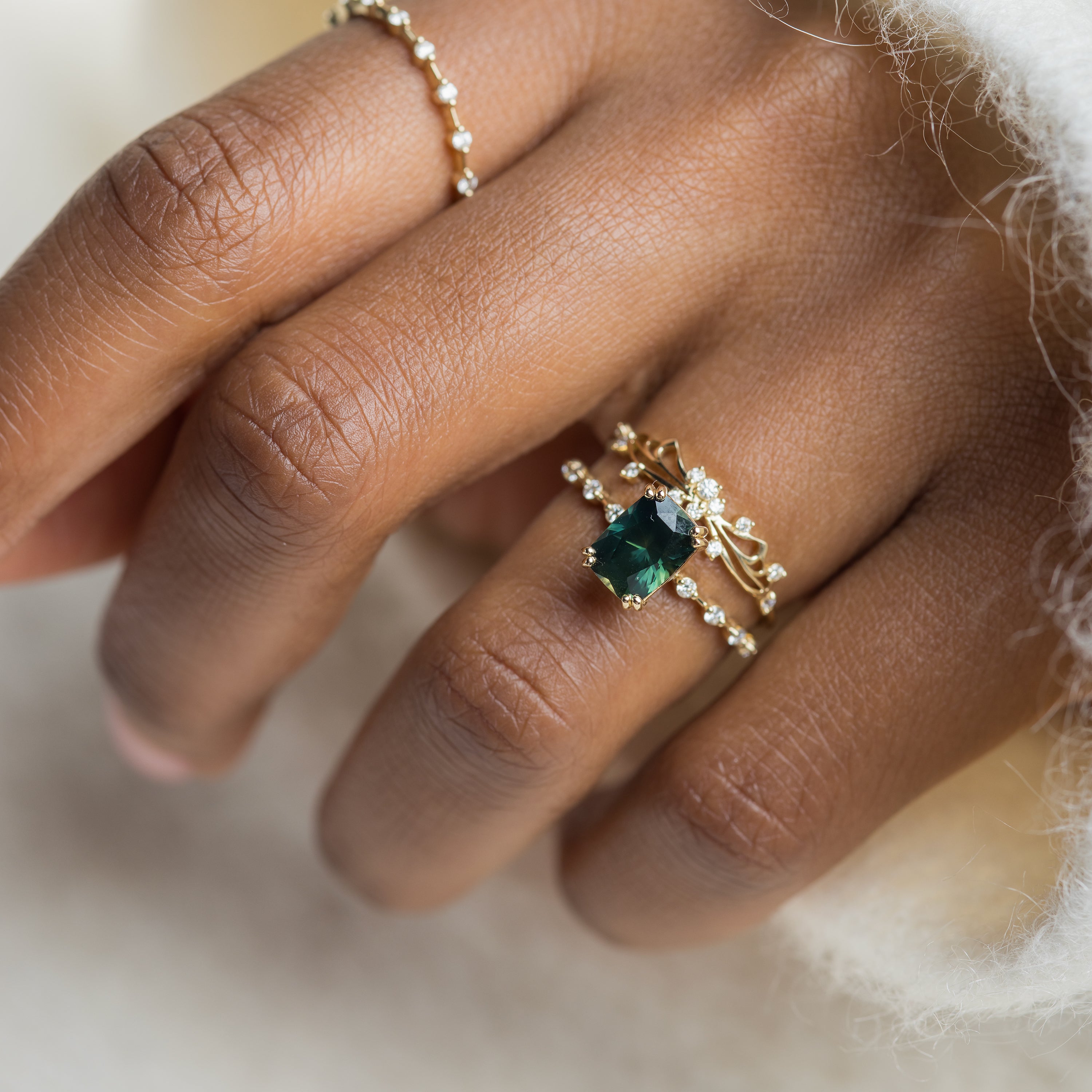 Distance Ring, 2.02ct. Bluish Green Thai Sapphire | Melanie Casey